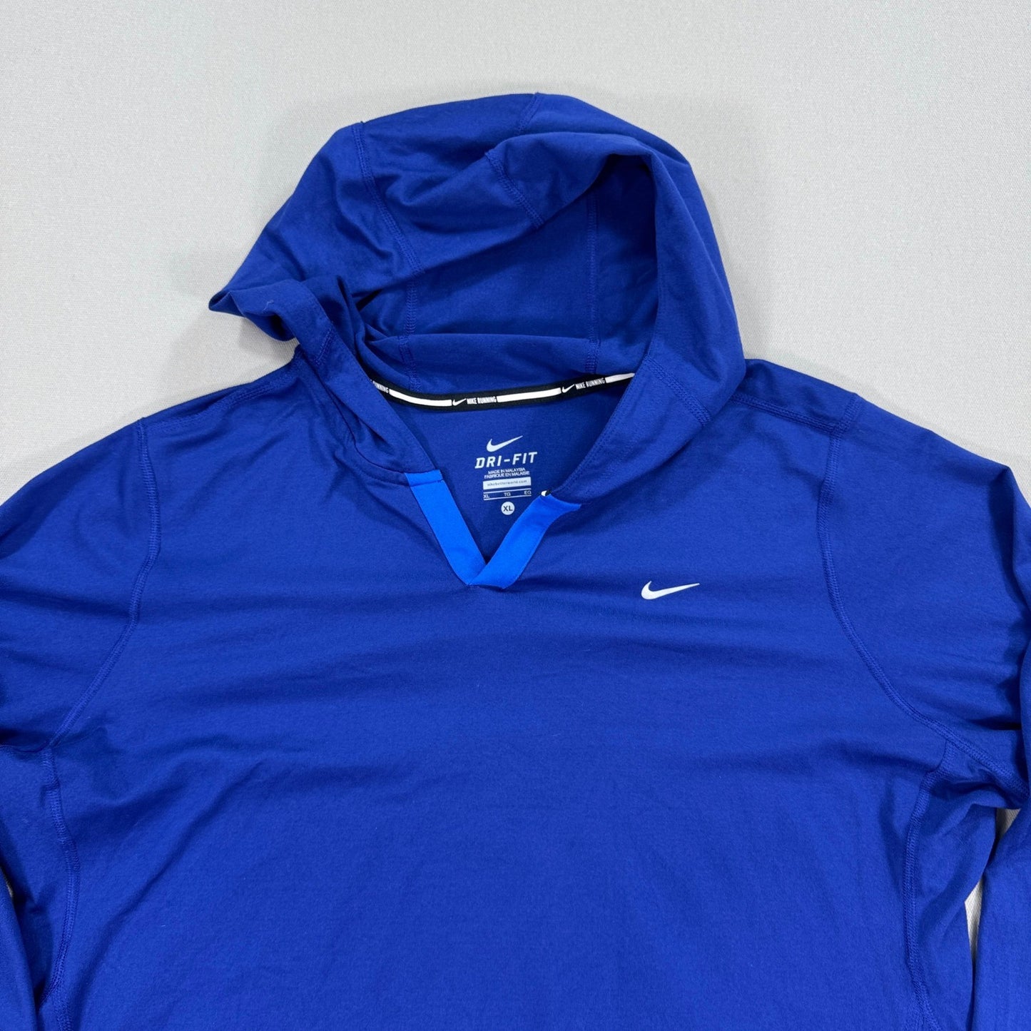 Nike Dri-Fit Running Hoodie Sweatshirt Womens XL Blue Training Pullover Swoosh