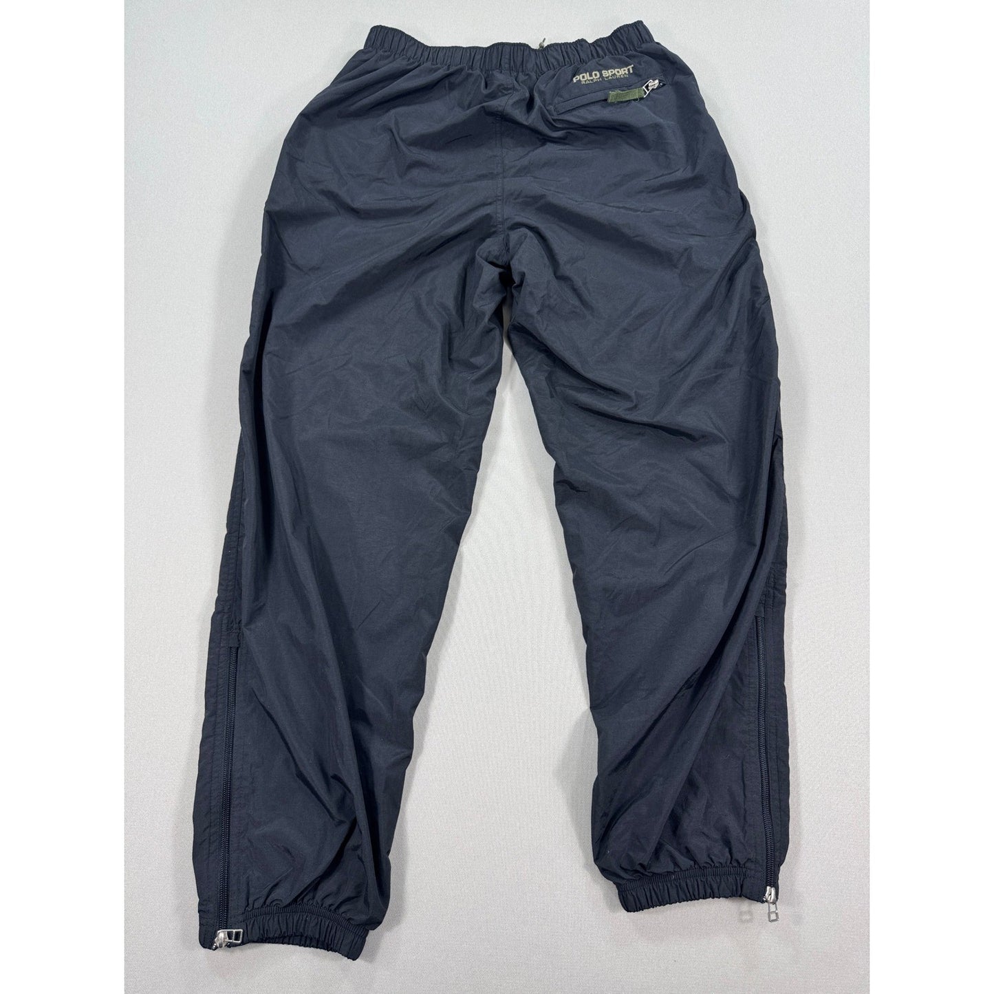 Vintage Polo Sport Ralph Lauren Track Pants Zip Leg mens Small Navy Blue Mesh