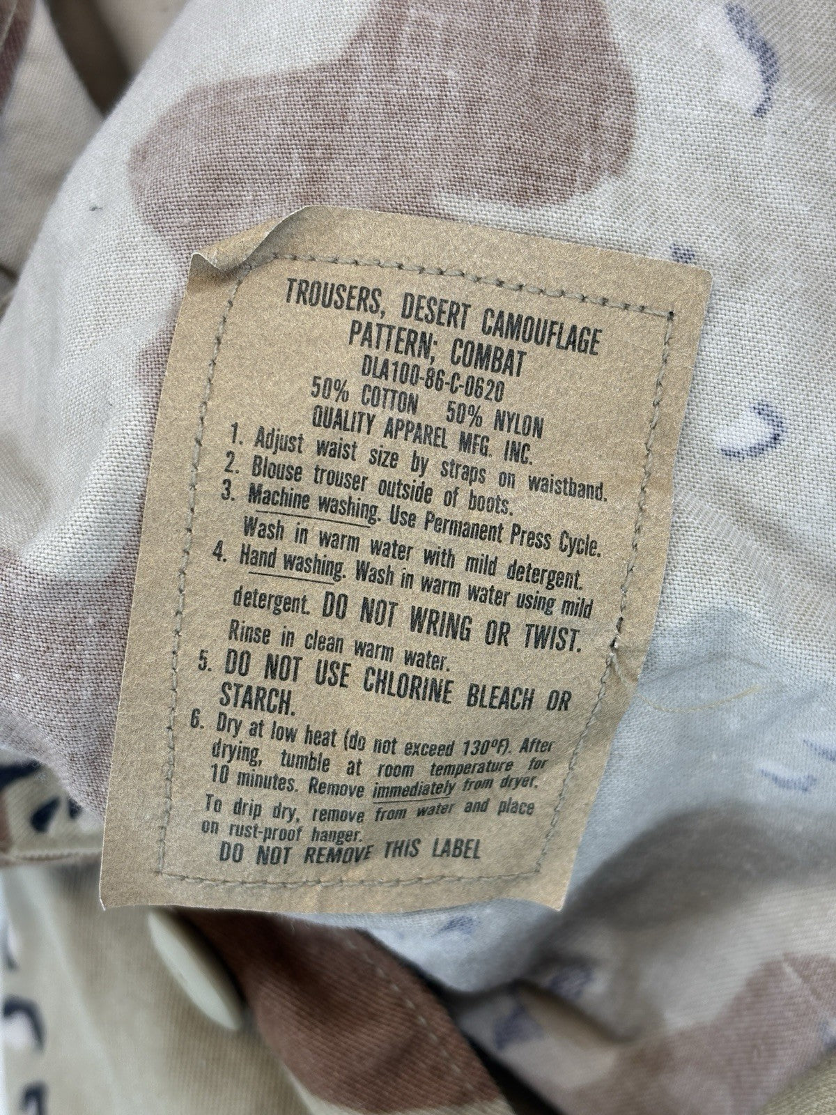 USA Desert Storm Camo Cargo Pants Mens XS Regular Military Pants