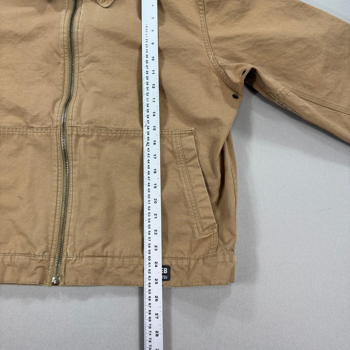 Eddie Bauer Canvas Work Jacket mens Large Brown Zip Up Barn Field Coat Workwear