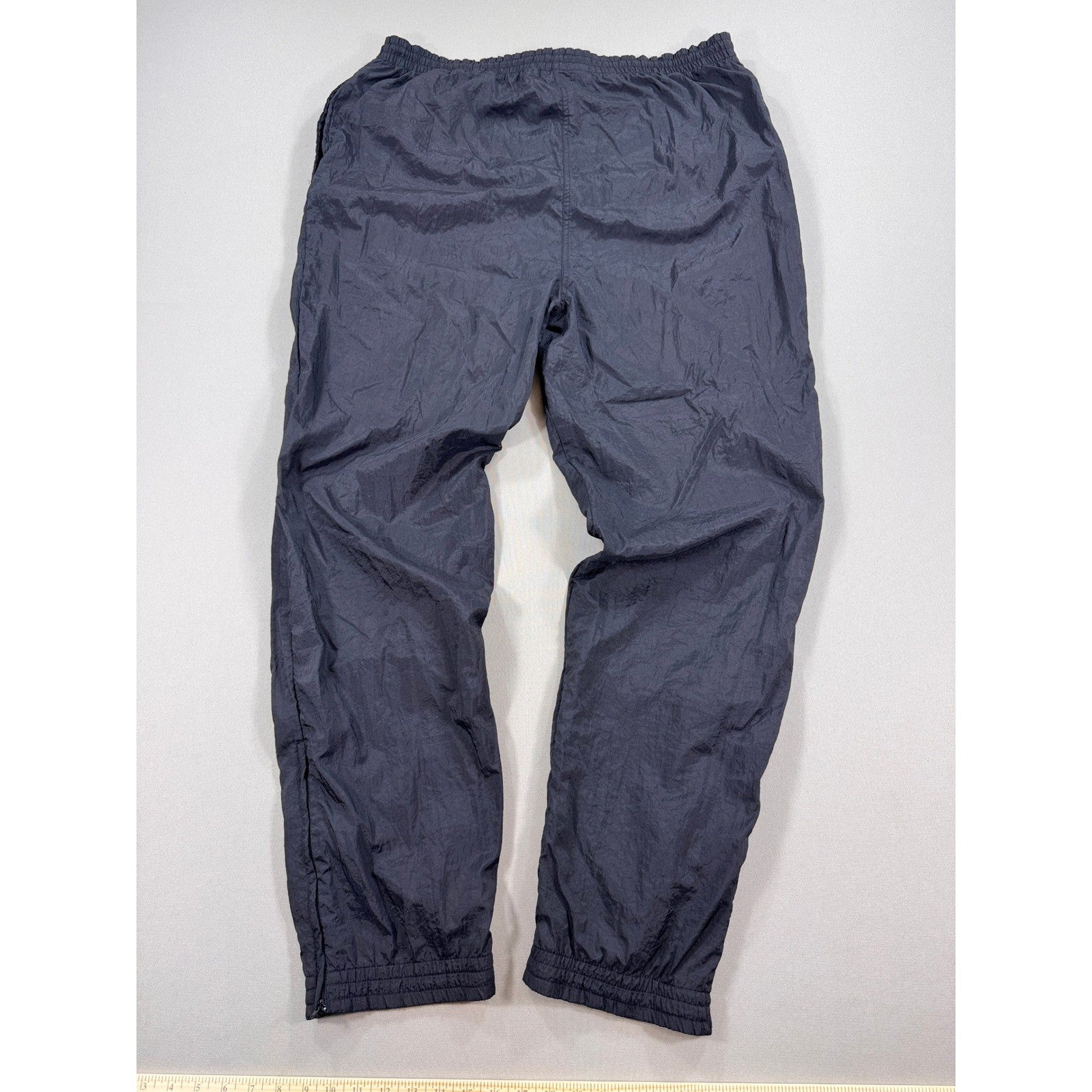 Vintage Adidas Track Pants Mens XL Black Nylon Ankle Zip Drawstrings Windbreaker