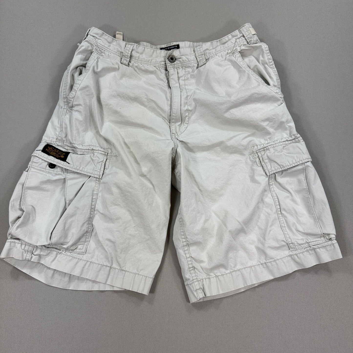 VTG Polo Jeans Co Ralph Lauren Military Surplus Cargo Shorts mens Size 34 Khaki