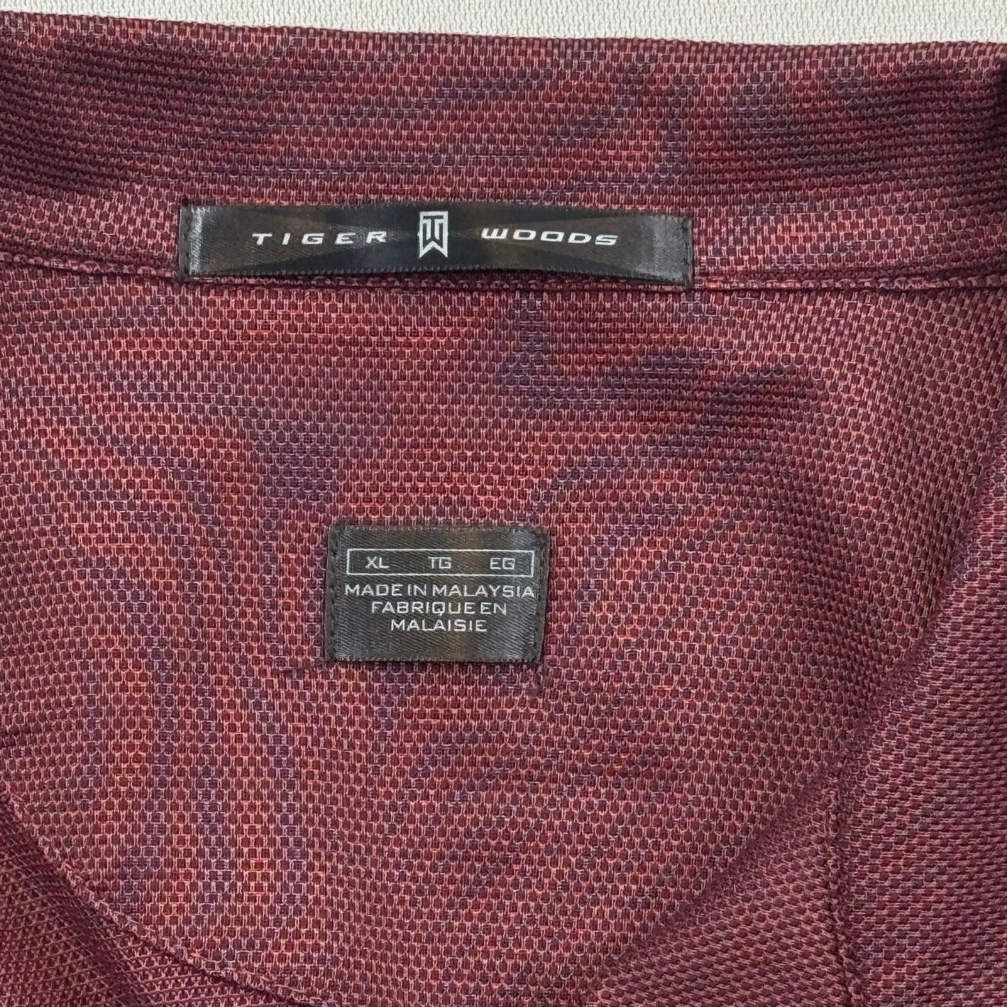 VTG Nike Tiger Woods Collection Shirt Mens XL Burgundy Button Up Performance Y2K