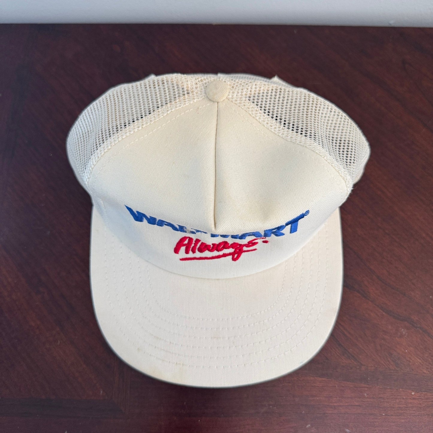 Vintage Walmart Always Fresh Mesh Distressed Grunge Made In USA Embroidered