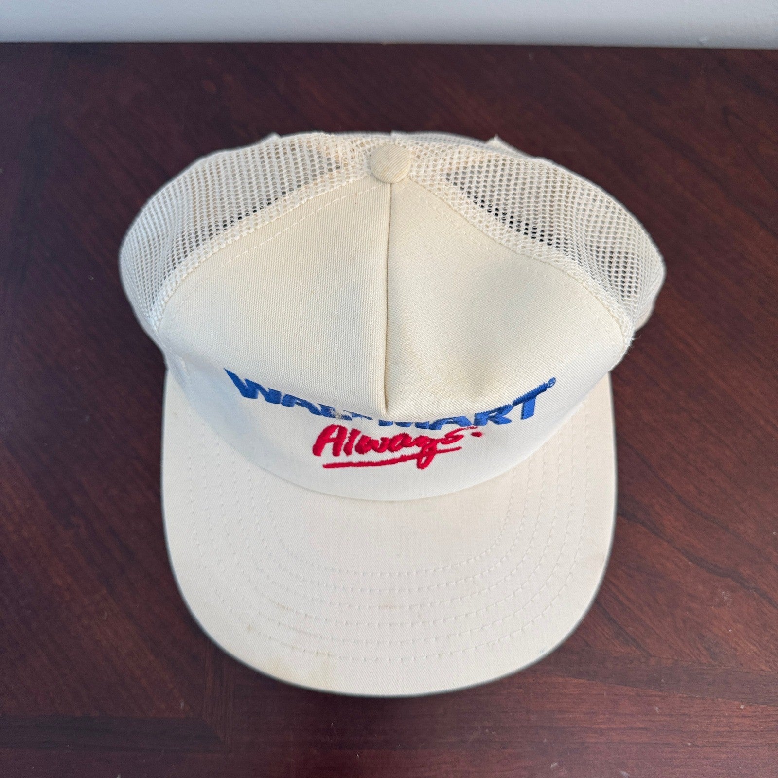 Vintage Walmart Always Fresh Mesh Distressed Grunge Made In USA Embroidered