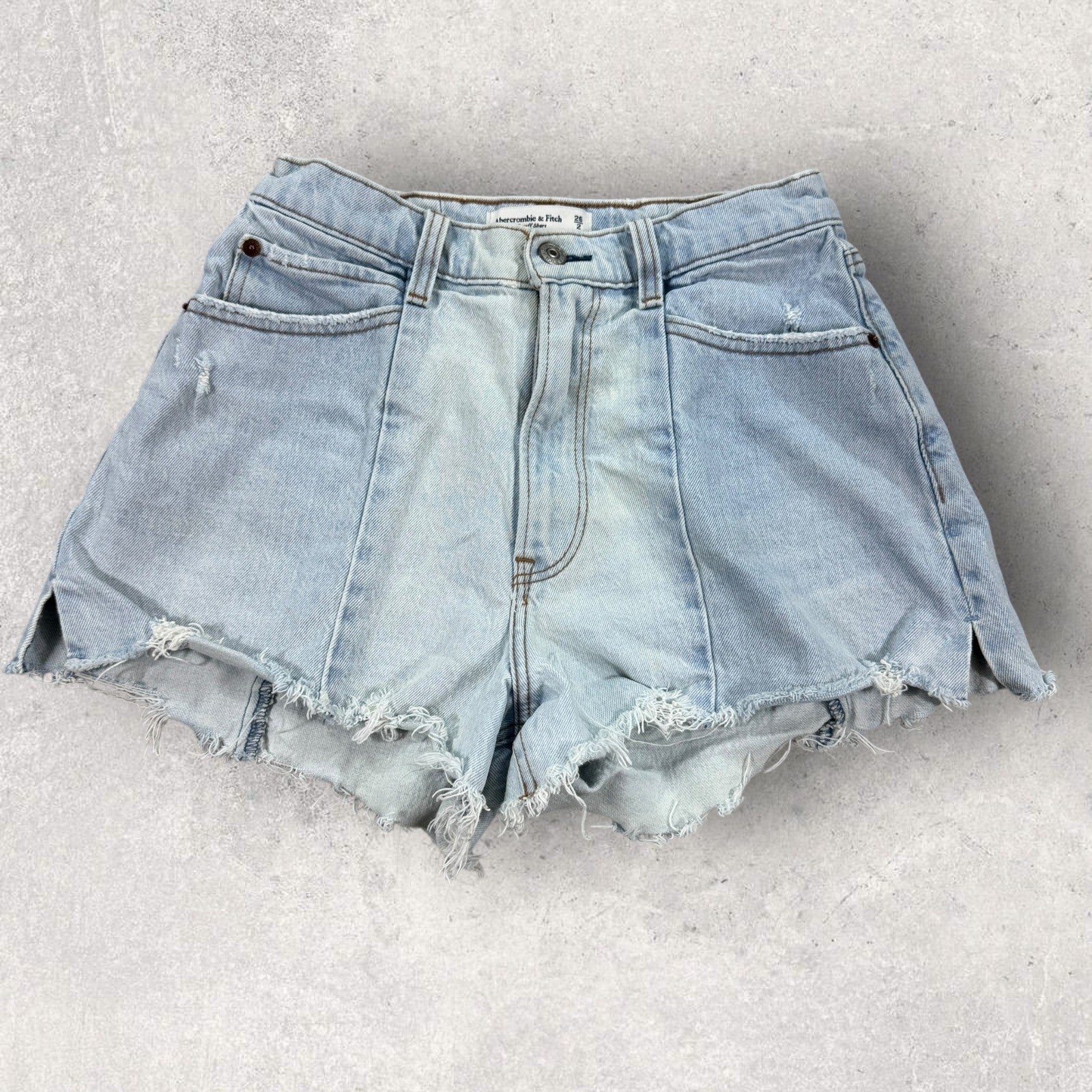 Abercrombie Fitch High Rise Cutoff Denim Shorts Womens 26 Light Wash