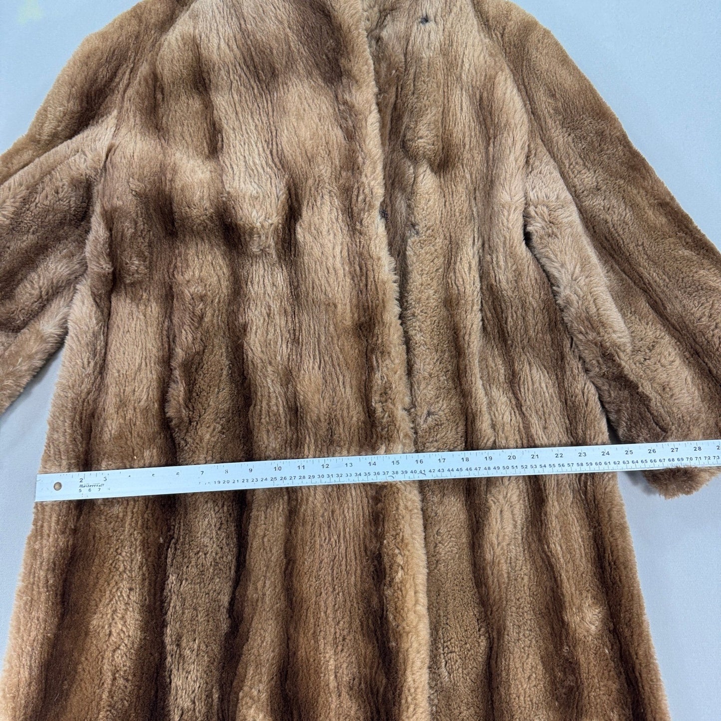 Vintage Saks & Co Fur Coat Womens XL Brown Collared Full Length Lined