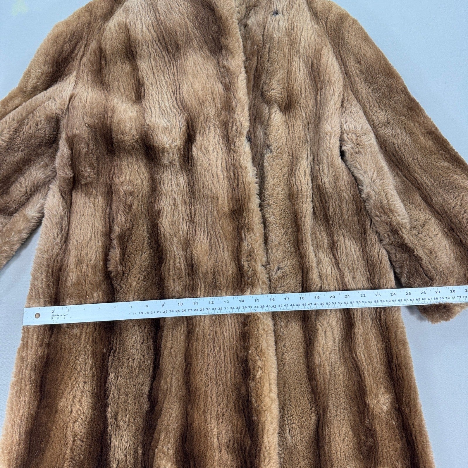Vintage Saks & Co Fur Coat Womens XL Brown Collared Full Length Lined