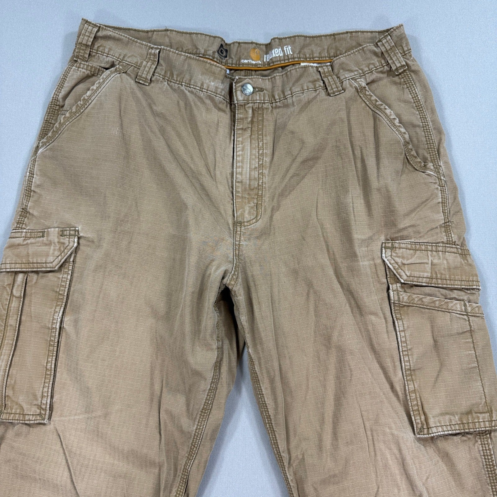 Carhartt Force Cargo Pants Ripstop Relaxed Fit mens 42x34 Khaki Utility Work