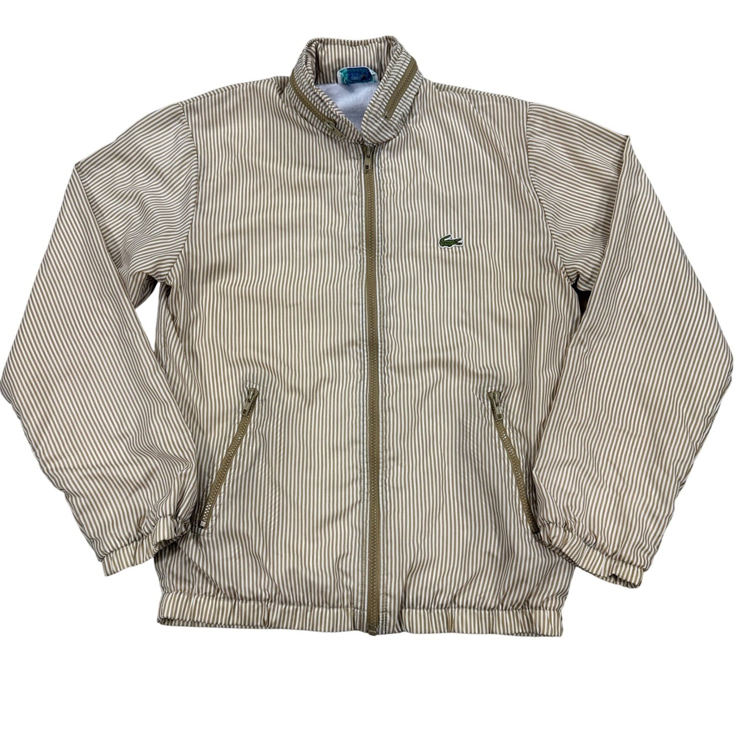 VTG 70s Izod Lacoste Jacket Medium Striped Lined Full Zip Removable Hood RARE
