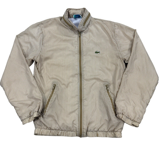 VTG 70s Izod Lacoste Jacket Medium Striped Lined Full Zip Removable Hood RARE