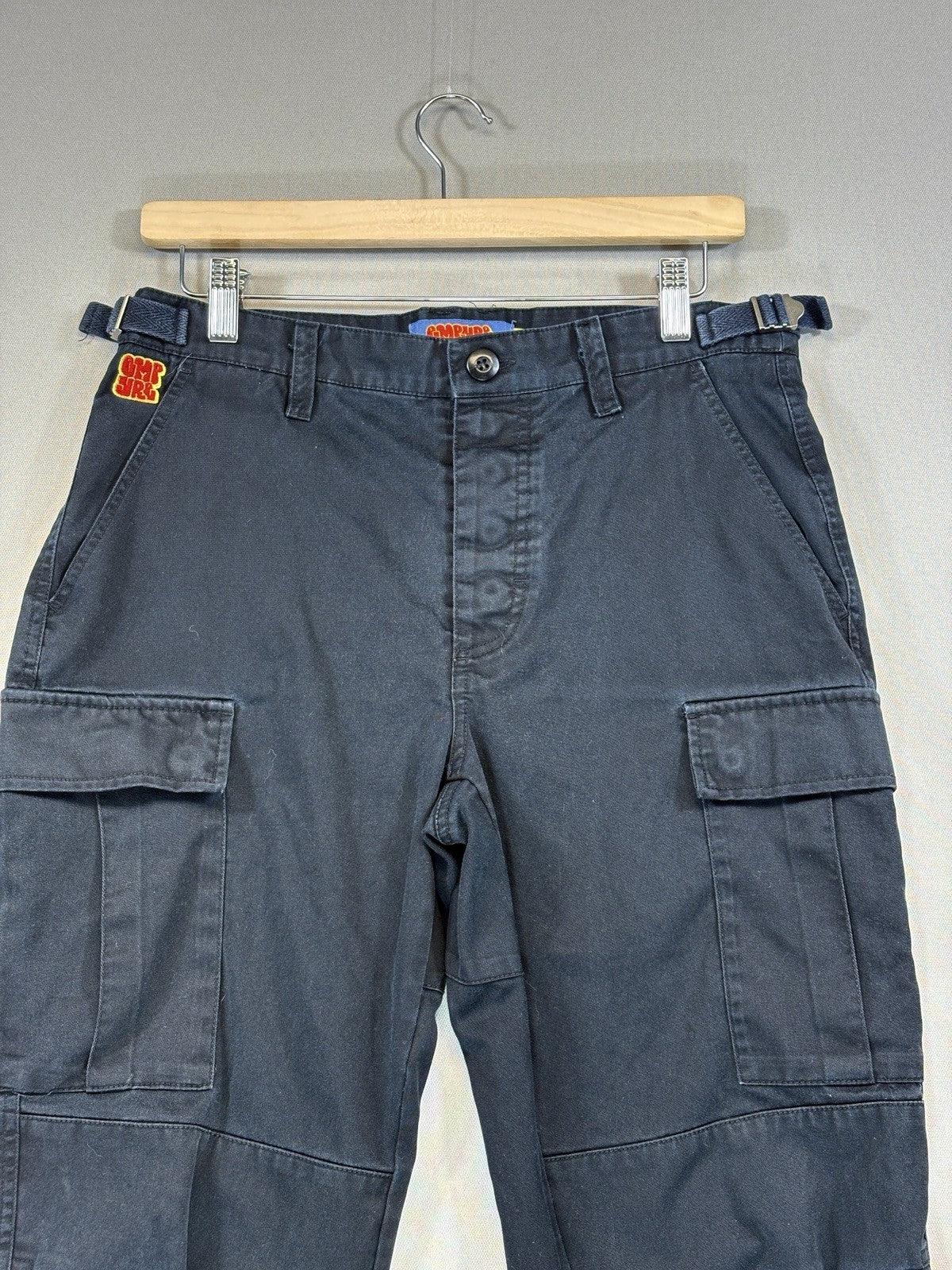 Empyre Pants Cargo mens 28 Relaxed Fit Straight Black Pants Adjustable Waist