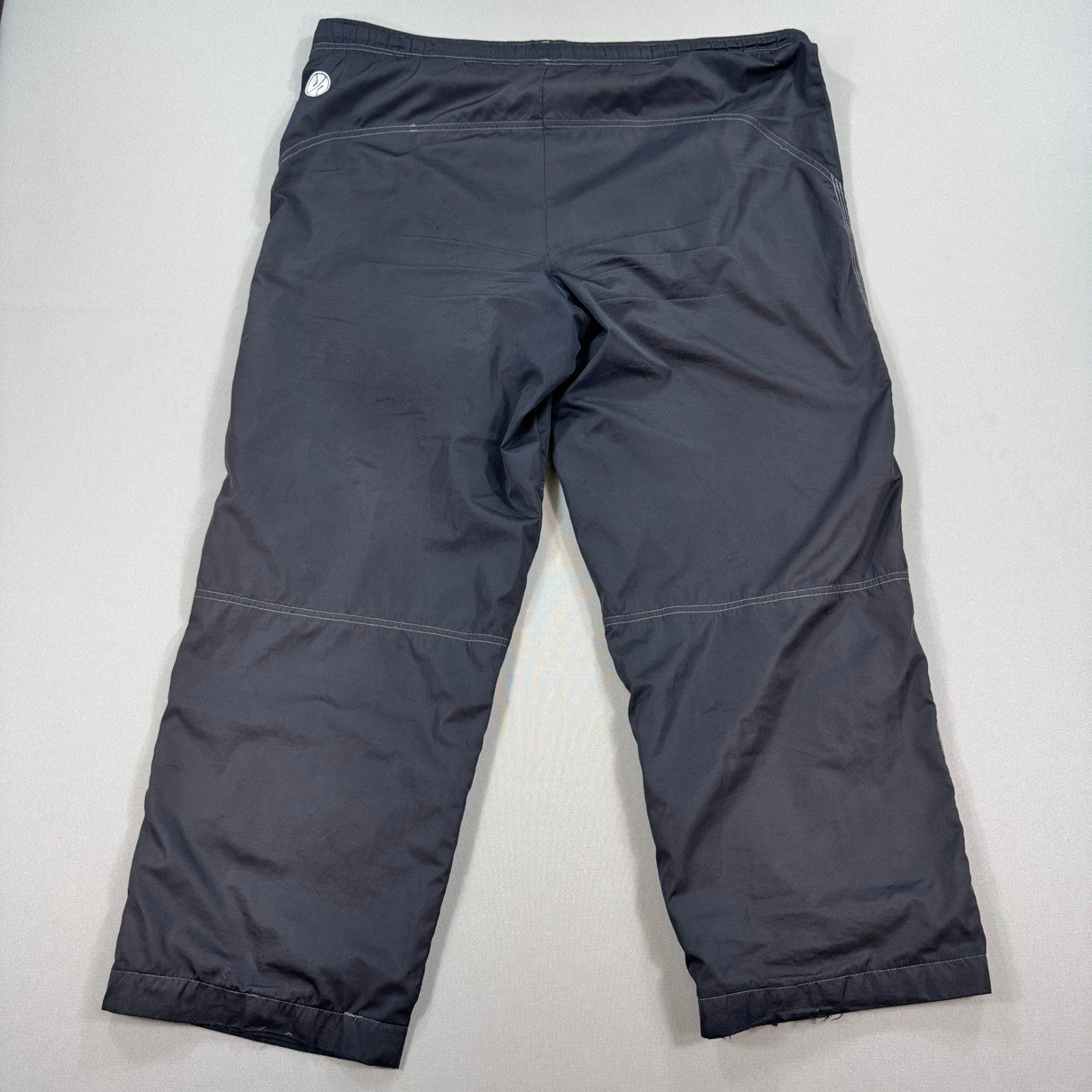 Vintage Nike Nylon Track Pants Wide Leg mens Large Windbreaker Drawstring Black