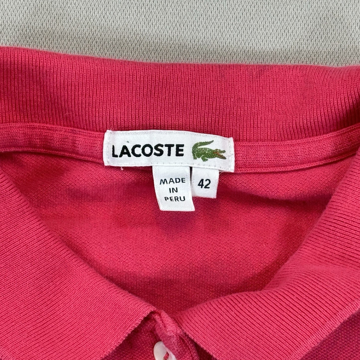 Lacoste Slim Fit Mini Cotton Piqué Polo Womens Size 42 Pink Shirt Stretch