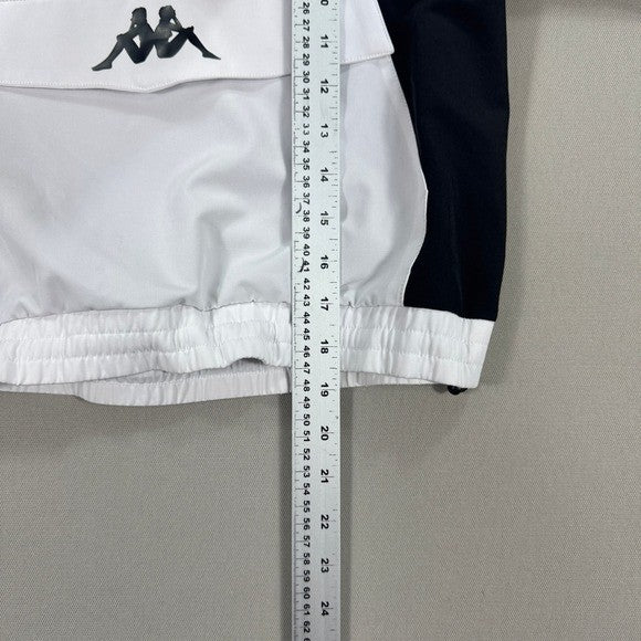 Kappa Anorak Jacket Womens Small White Hoodie Windbreaker Half Zip