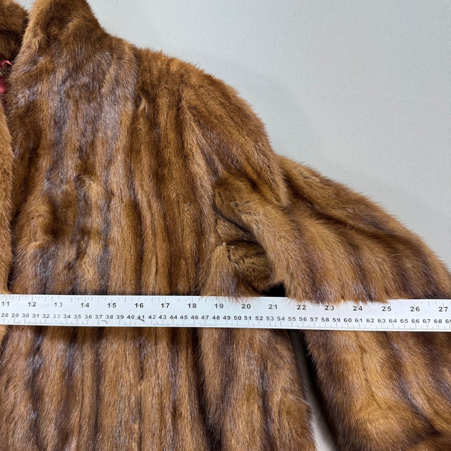 Vintage Samuel Silver Montreal Mink Fur Stole Caplet Cape Jacket Brown Red Lined