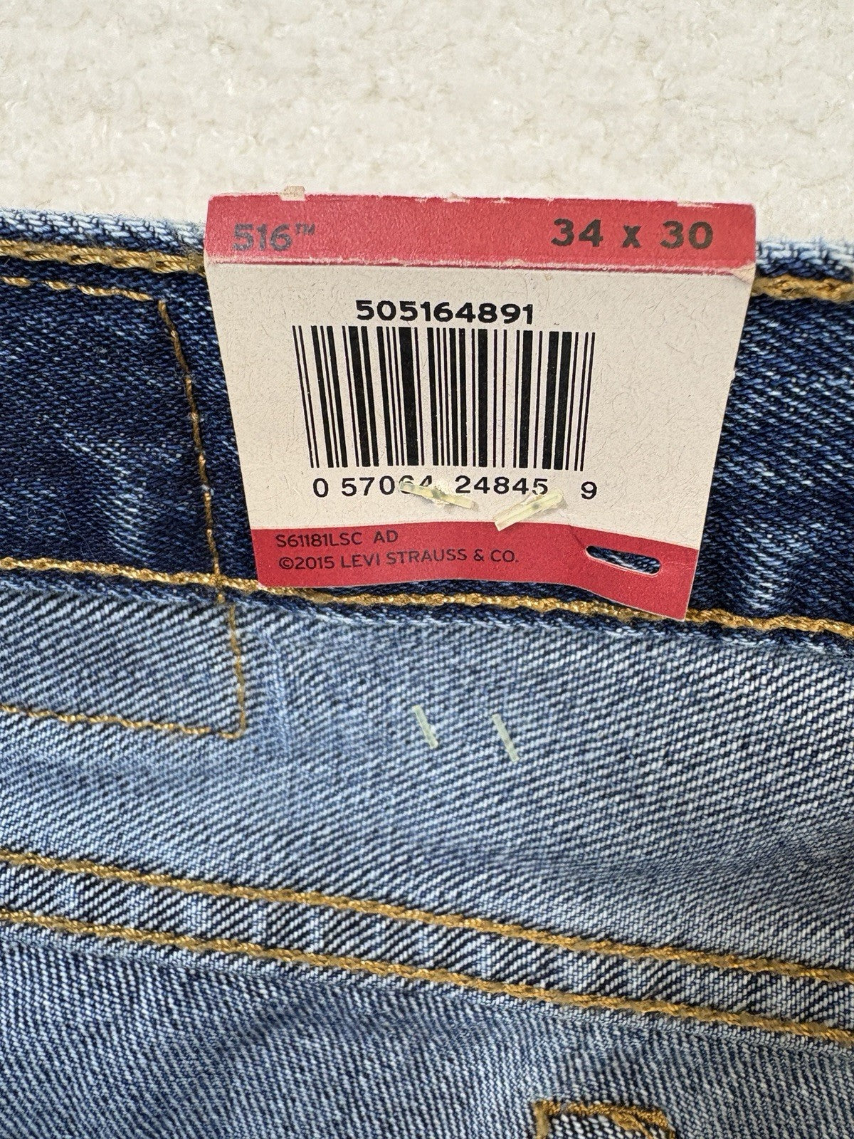 Levi's 516 Slim Straight Jeans Mens 34x30 Medium Wash NEW