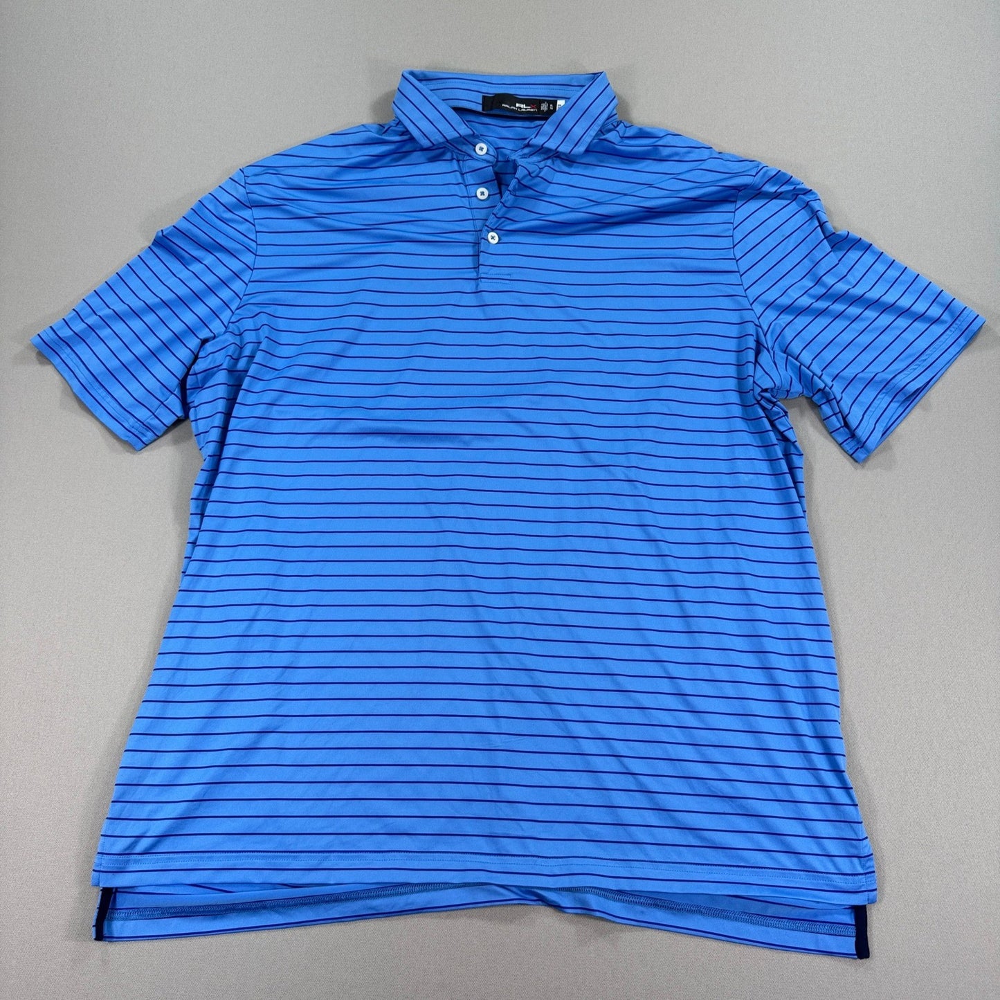 RLX Ralph Lauren Golf Polo Shirt mens XL Blue Striped Performance Stretch Sport
