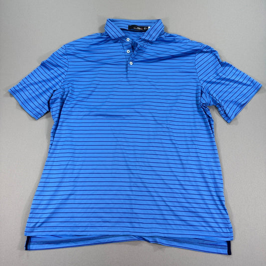 RLX Ralph Lauren Golf Polo Shirt mens XL Blue Striped Performance Stretch Sport