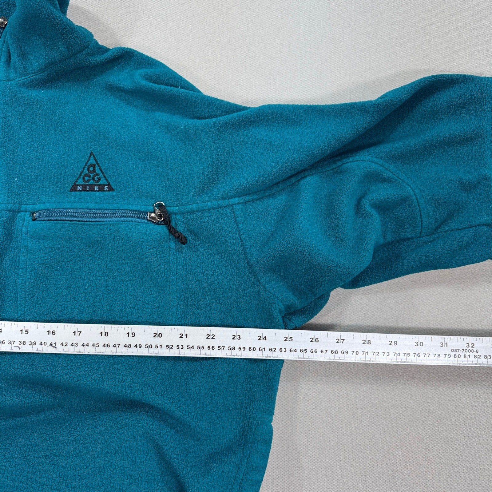 Nike ACG Fleece Sweater mens Medium Teal Half Zip Pullover Cozy waist Cinch