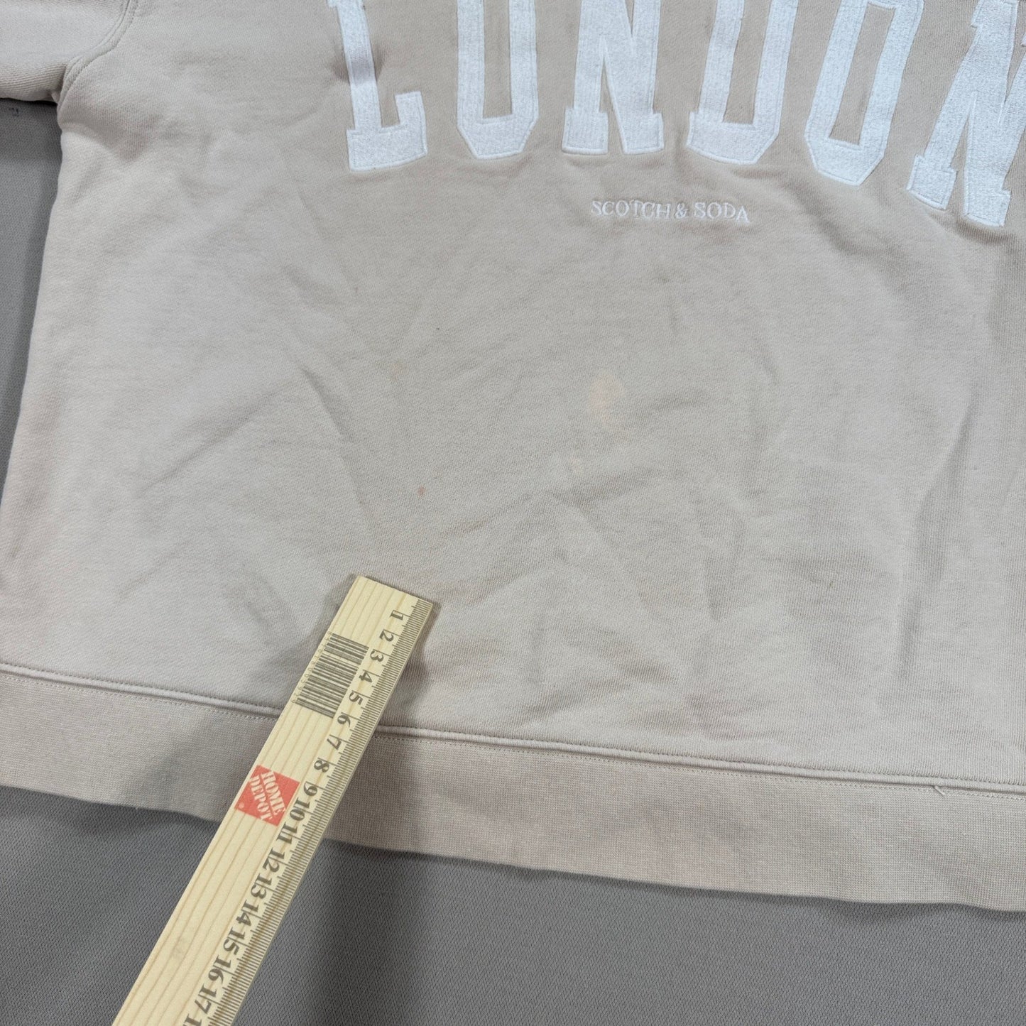 Scotch & Soda London Sweater French Terry Crewneck Boxy Womens Large Tan Beige