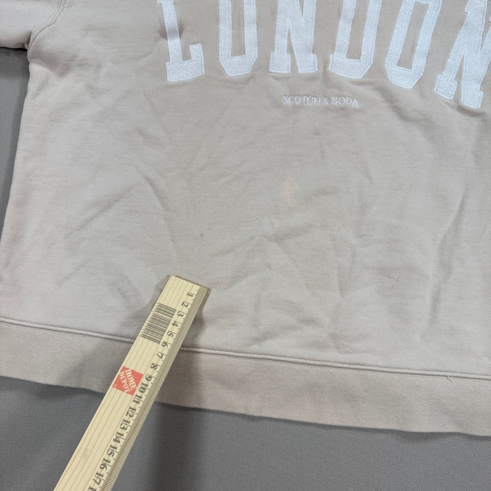 Scotch & Soda London Sweater French Terry Crewneck Boxy Womens Large Tan Beige