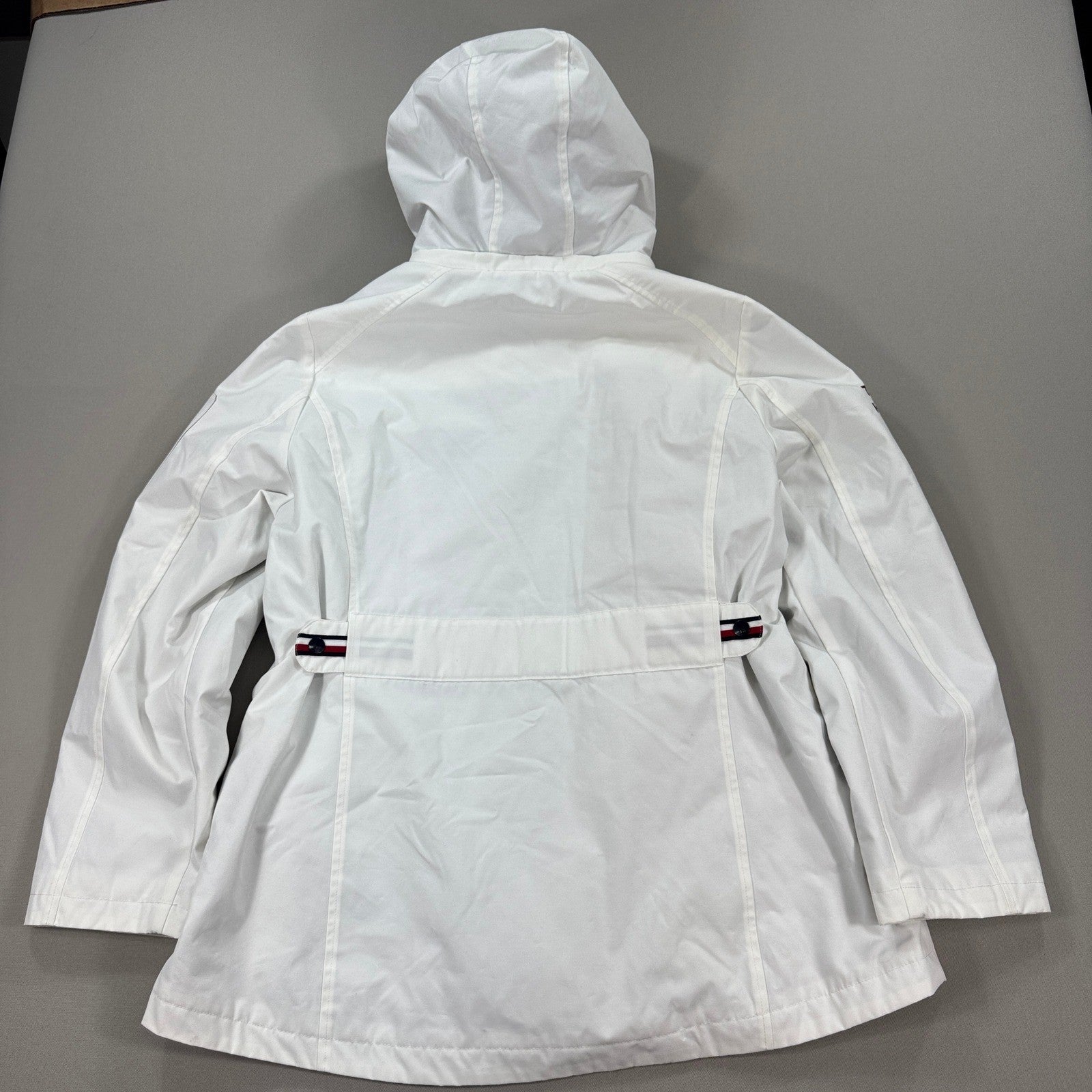 Tommy Hilfiger Windbreaker Coat White Quilted Lined Hooded Womens XL