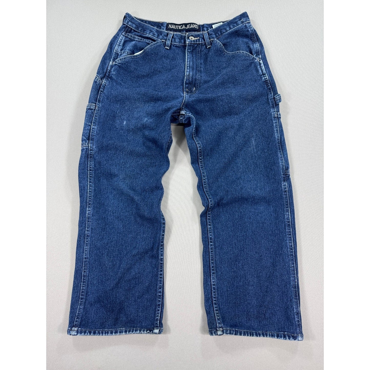 Vintage Nautica Carpenter Cargo Jeans 33x32 Loose Baggy Skater Y2K Blue