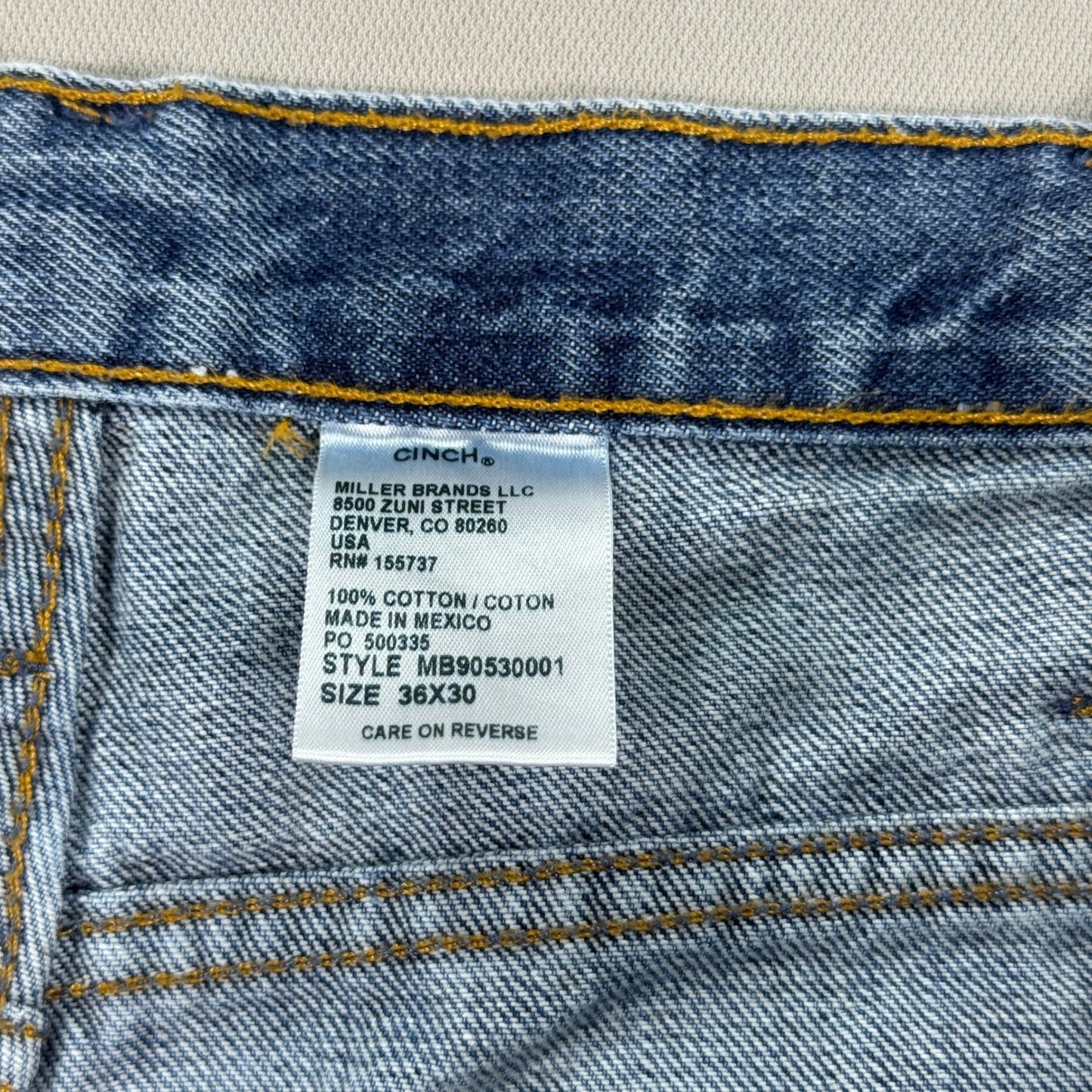 Vintage CINCH mens Size 36x30 Jeans Green Label Baggy Fit Med Wash Denim