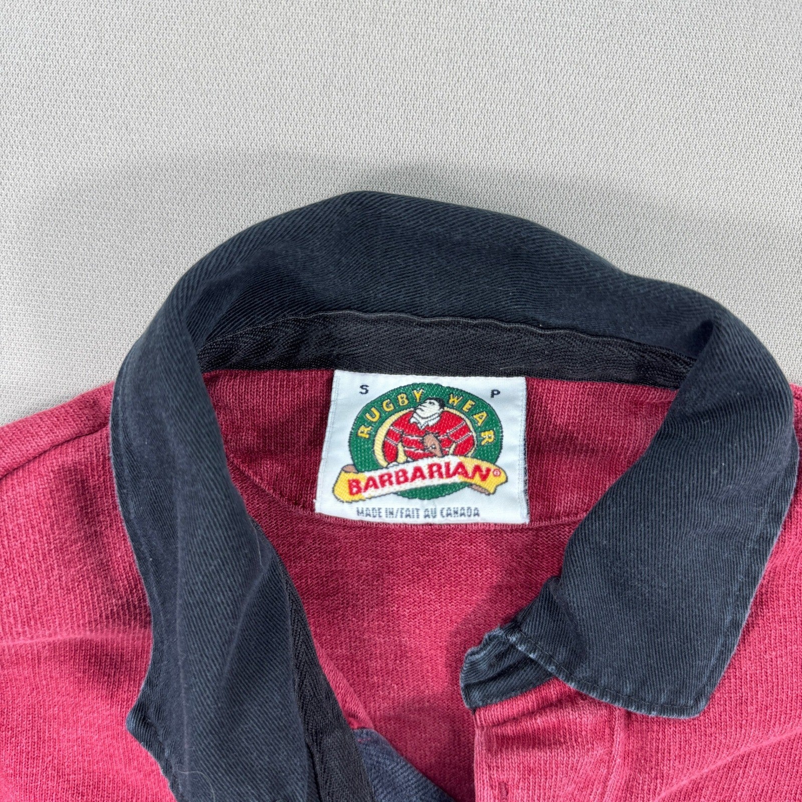 Vintage Barbarian Rugby Polo Shirt St James Lions Long Sleeve mens Small Red