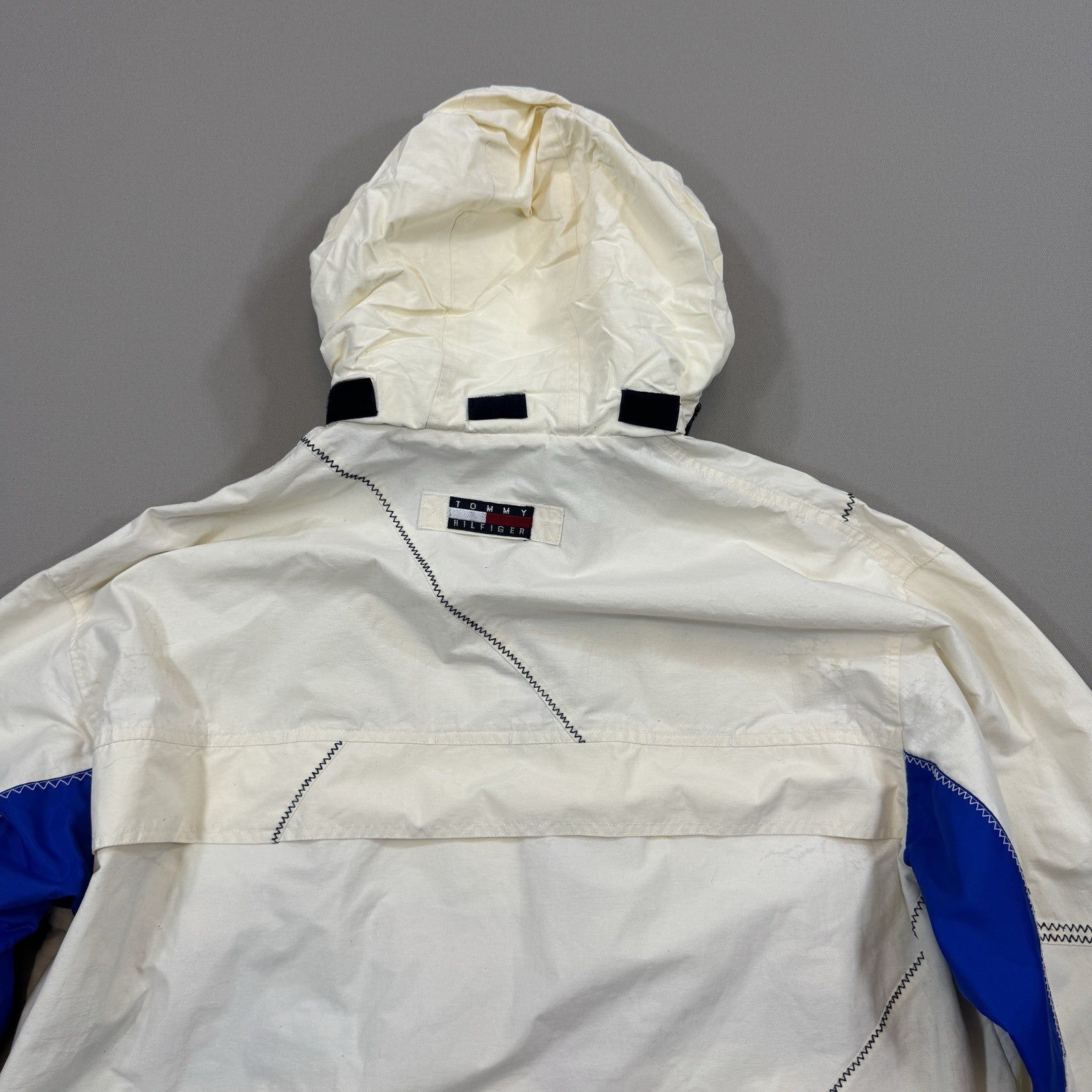 Vintage 90s Tommy Hilfiger Sailing Gear Jacket mens XL White Full Zip Hoodie
