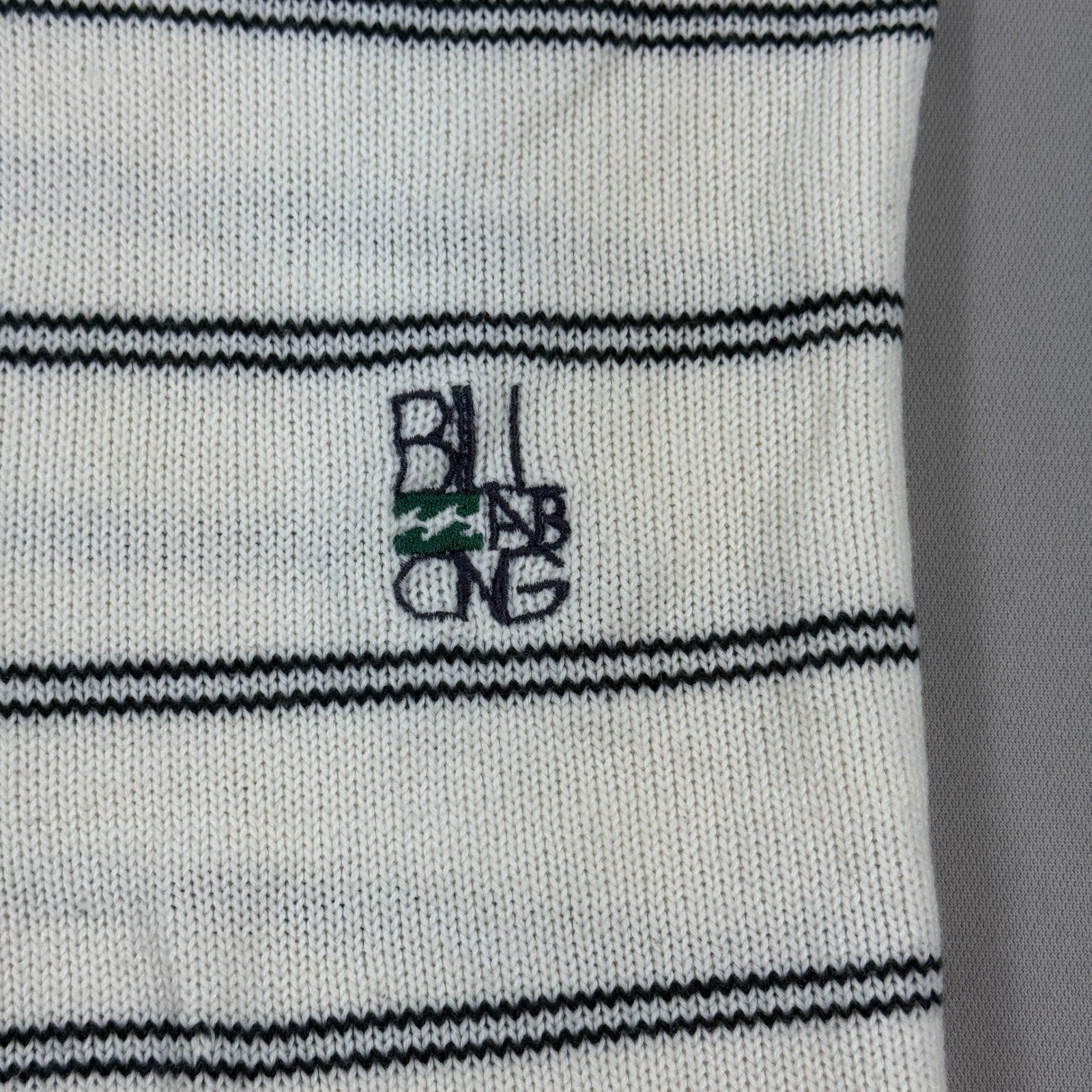 Vintage Billabong Jumper Knit Sweater mens XL Cream Black Embroidered Logo Y2K