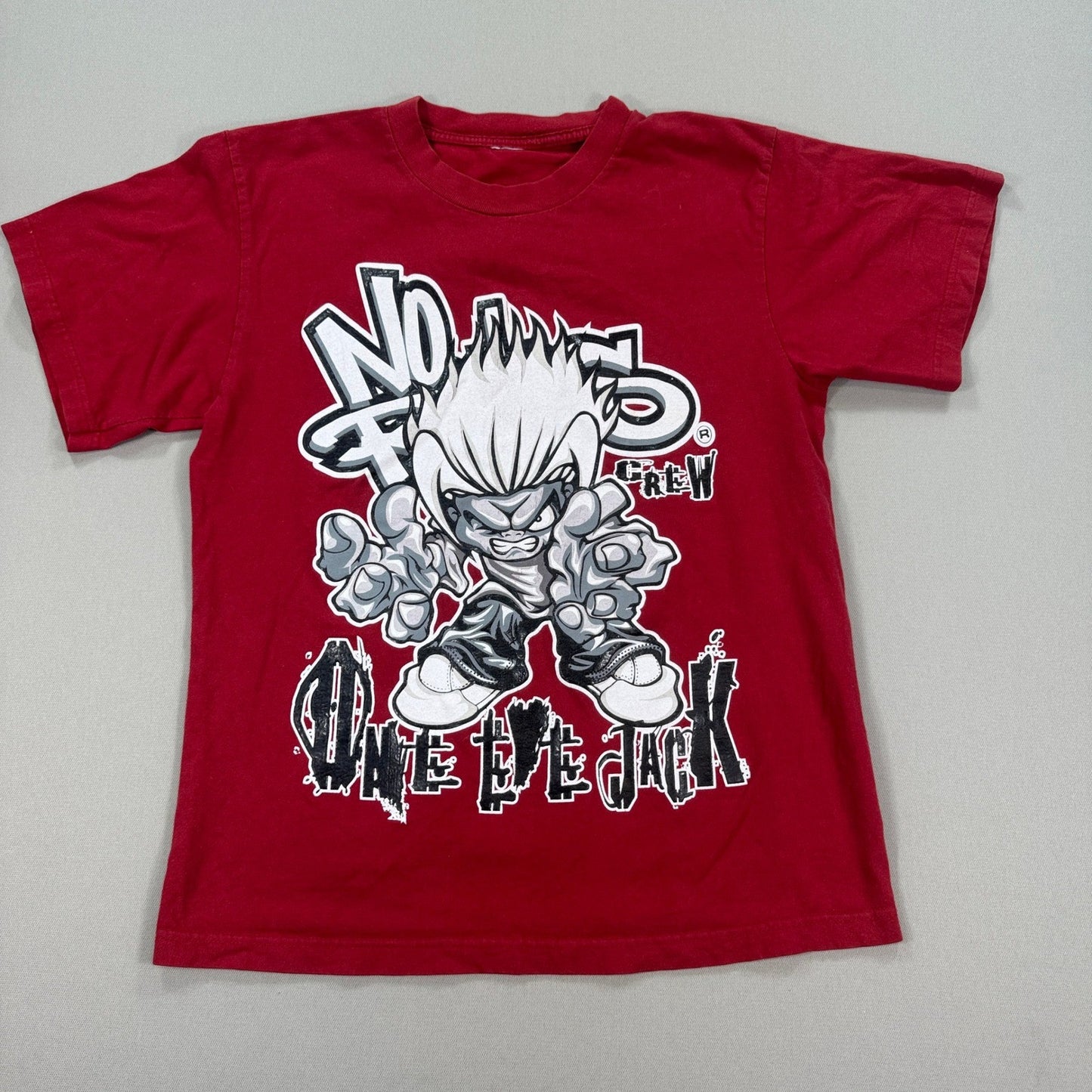 No Rules Crew T-Shirt One Eye Jack Graphic Print Size Small Red Short Sleeve