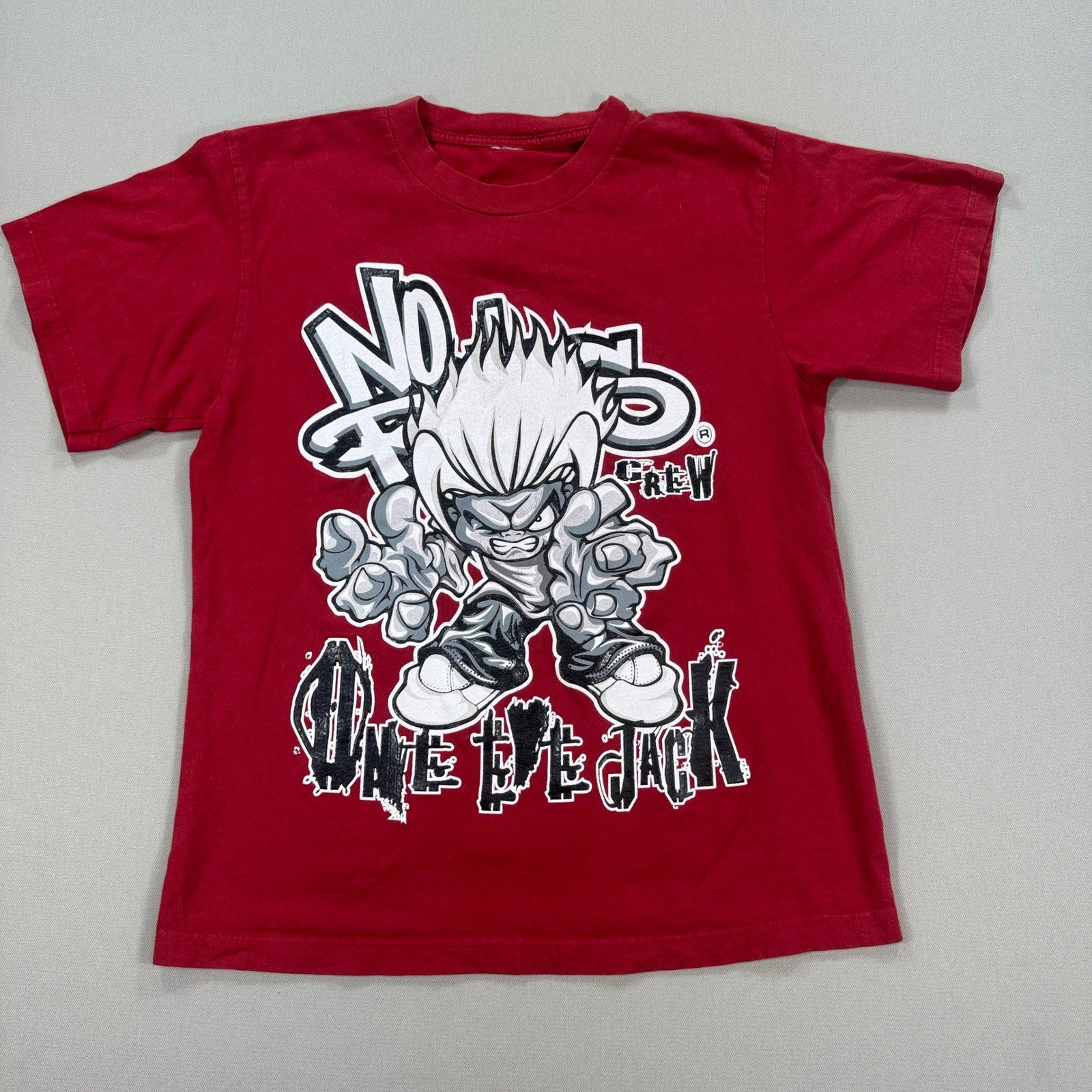 No Rules Crew T-Shirt One Eye Jack Graphic Print Size Small Red Short Sleeve