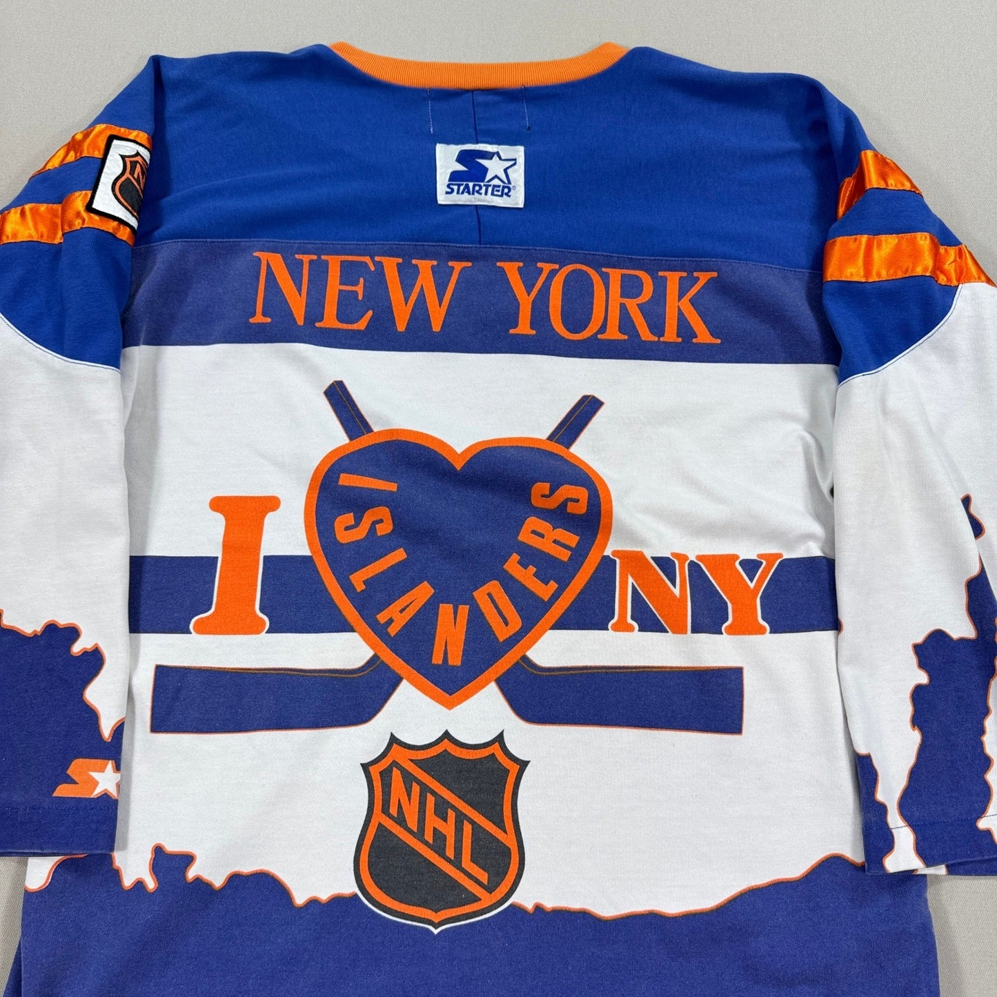 RARE VTG 90s NHL New York Islanders Starter Hockey Jersey AOP SIZE Large
