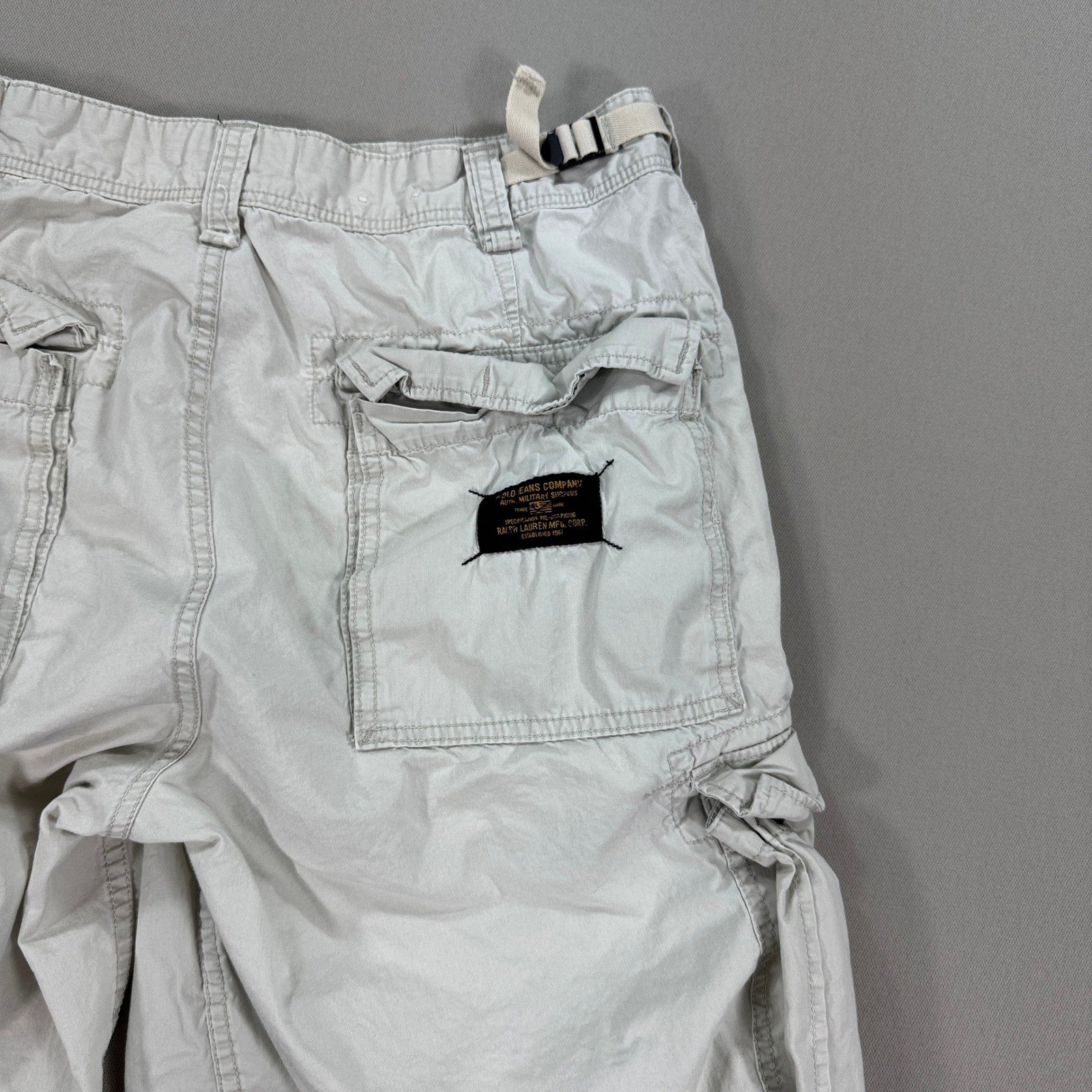 VTG Polo Jeans Co Ralph Lauren Military Surplus Cargo Shorts mens Size 34 Khaki