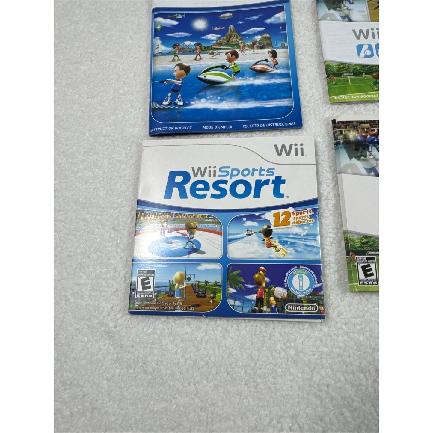 Nintendo Wii Sports & Sports Resort Game Disc and Instruction Manuals Set