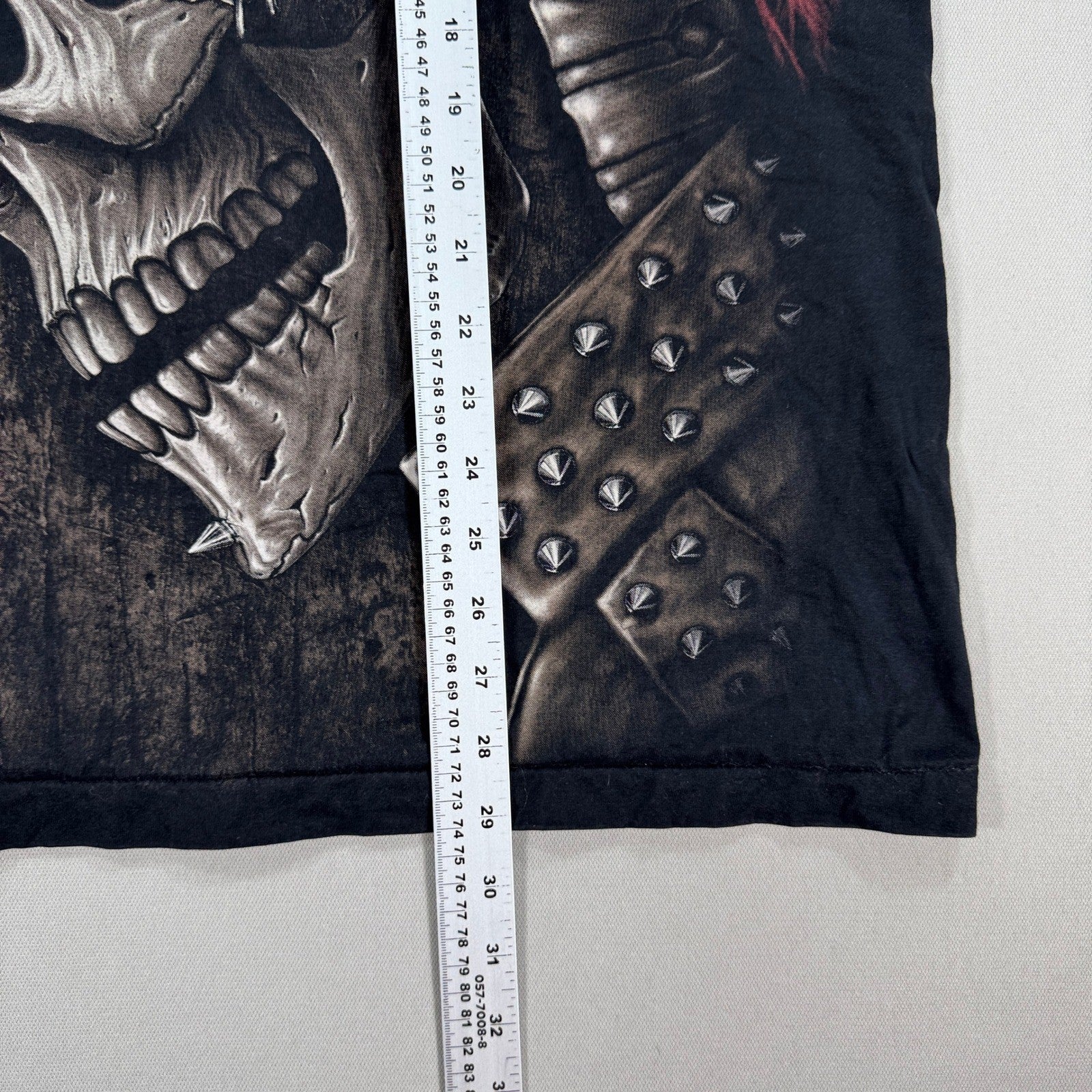 Vintage Skull Biker T Shirt mens XL All Over Print Death Reaper Punk