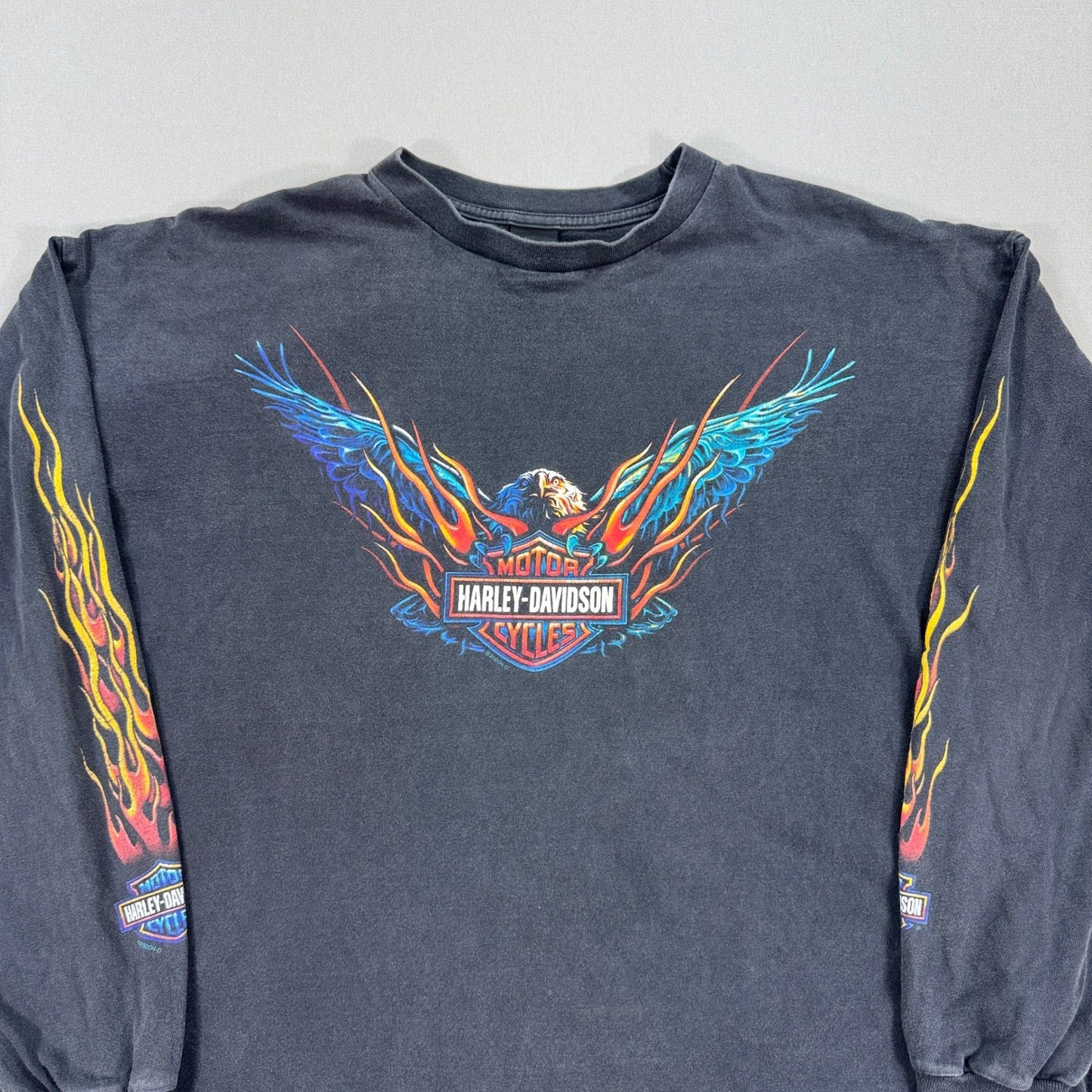 Vintage Harley Davidson T-Shirt mens 3XL Black Flames Sleeves Daytona Beach USA