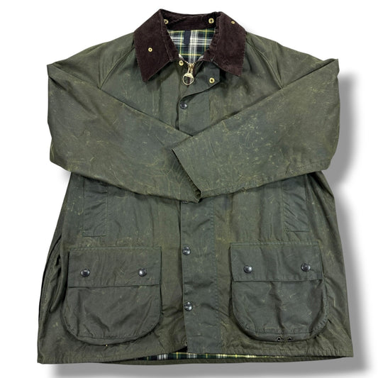 Vintage Barbour Beaufort Waxed Jacket A150 C46 Corduroy Collar Mens Olive Green