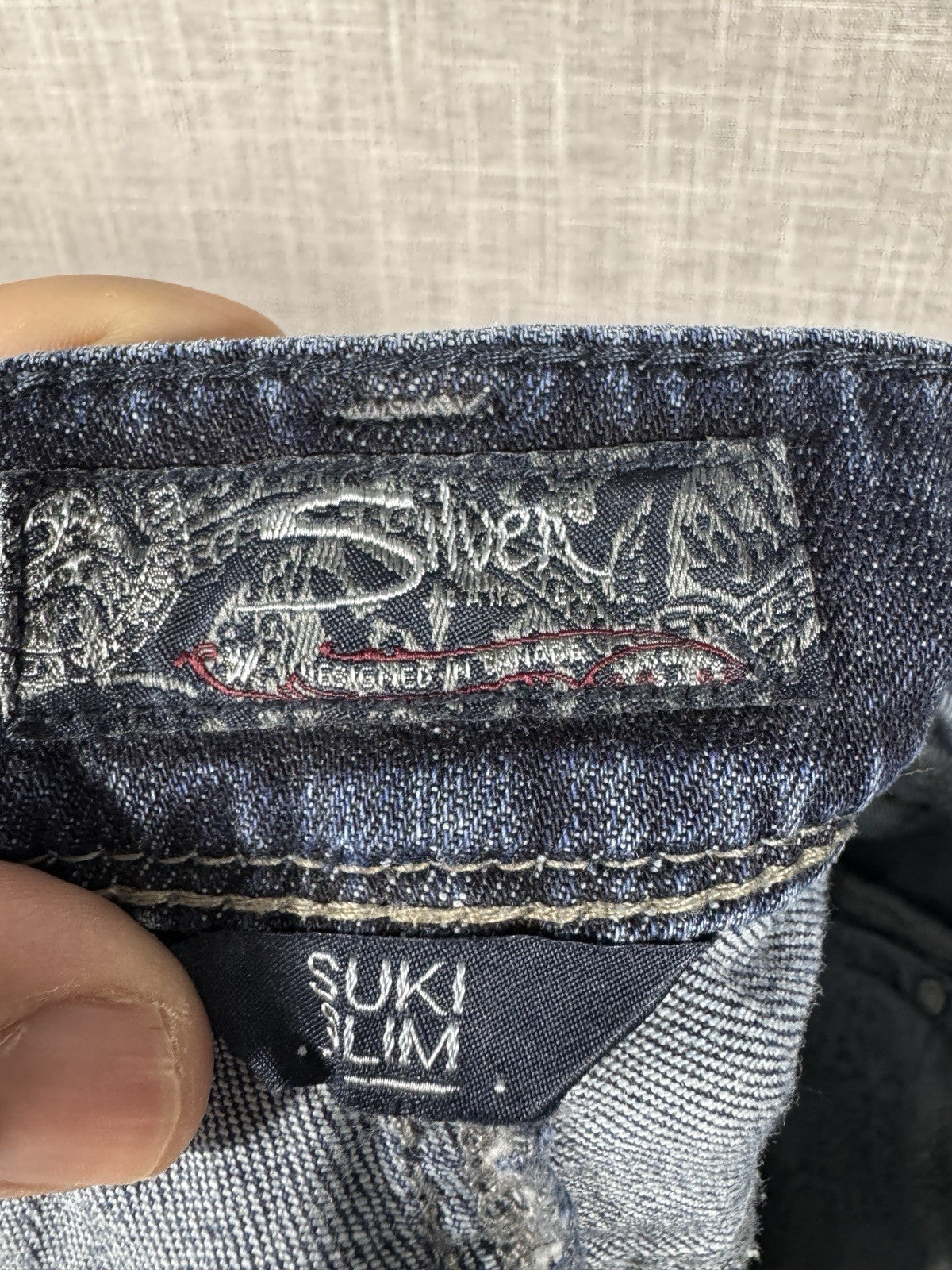 Silver Jeans Suki Slim Beaded Y2K Blue Distressed Womens 27x31