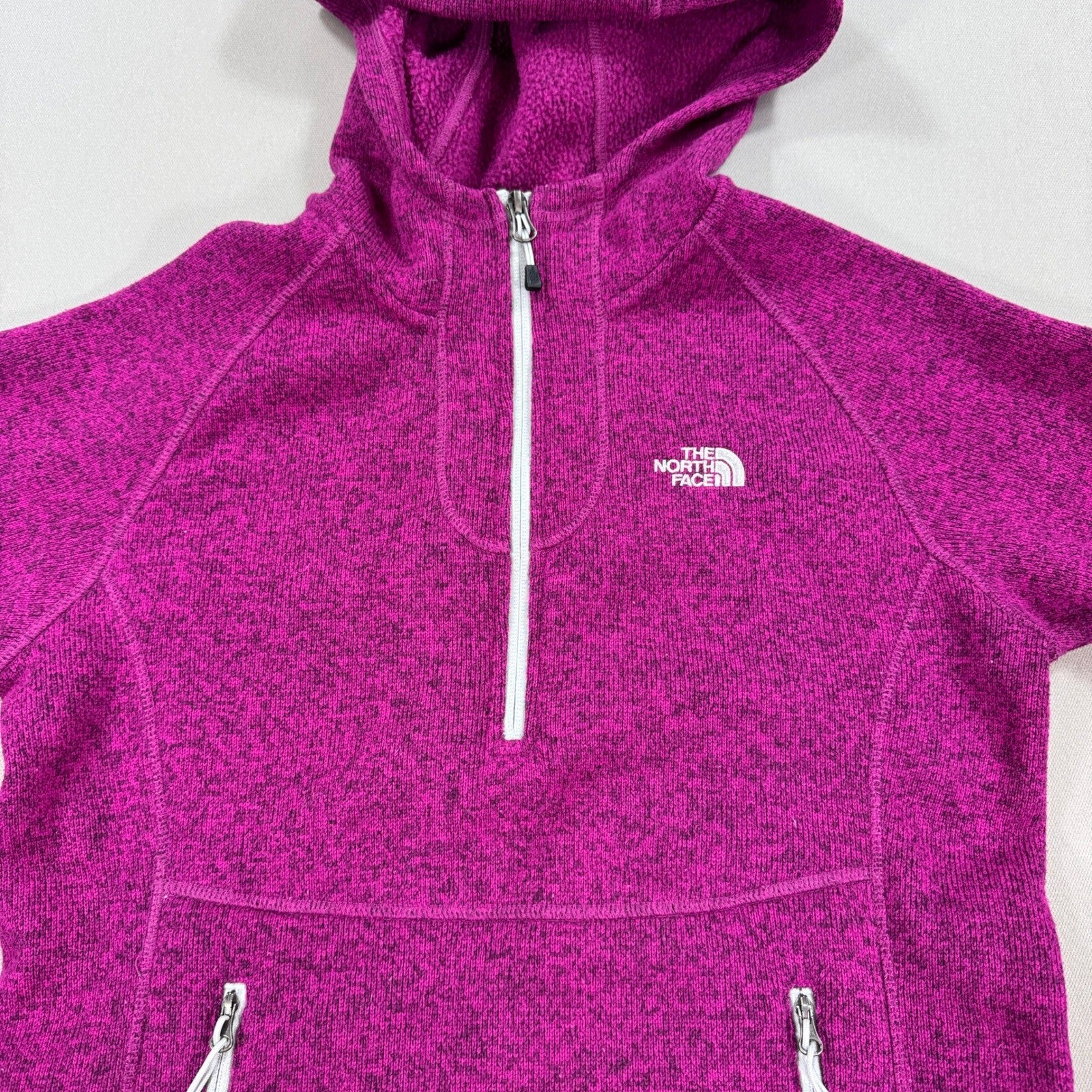 The North Face Pullover Hoodie Half Zip Womens Medium Purple Zipped Pockets
