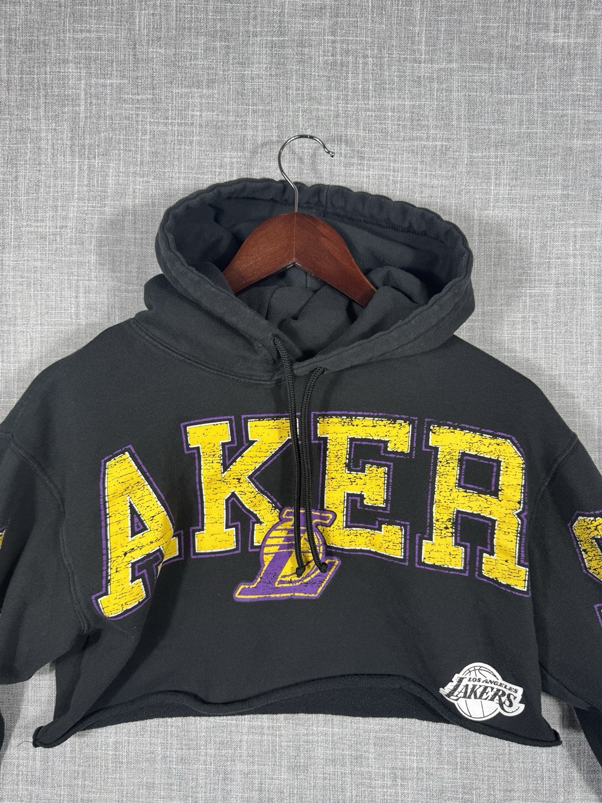NBA Lakers Y2K Crop Top Hoodie Womens Small Black