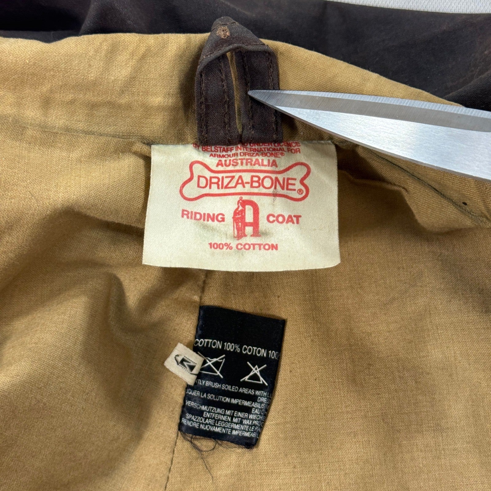 VTG Driza-Bone Riding Coat mens Medium Brown Australian Waxed Cotton Oilskin