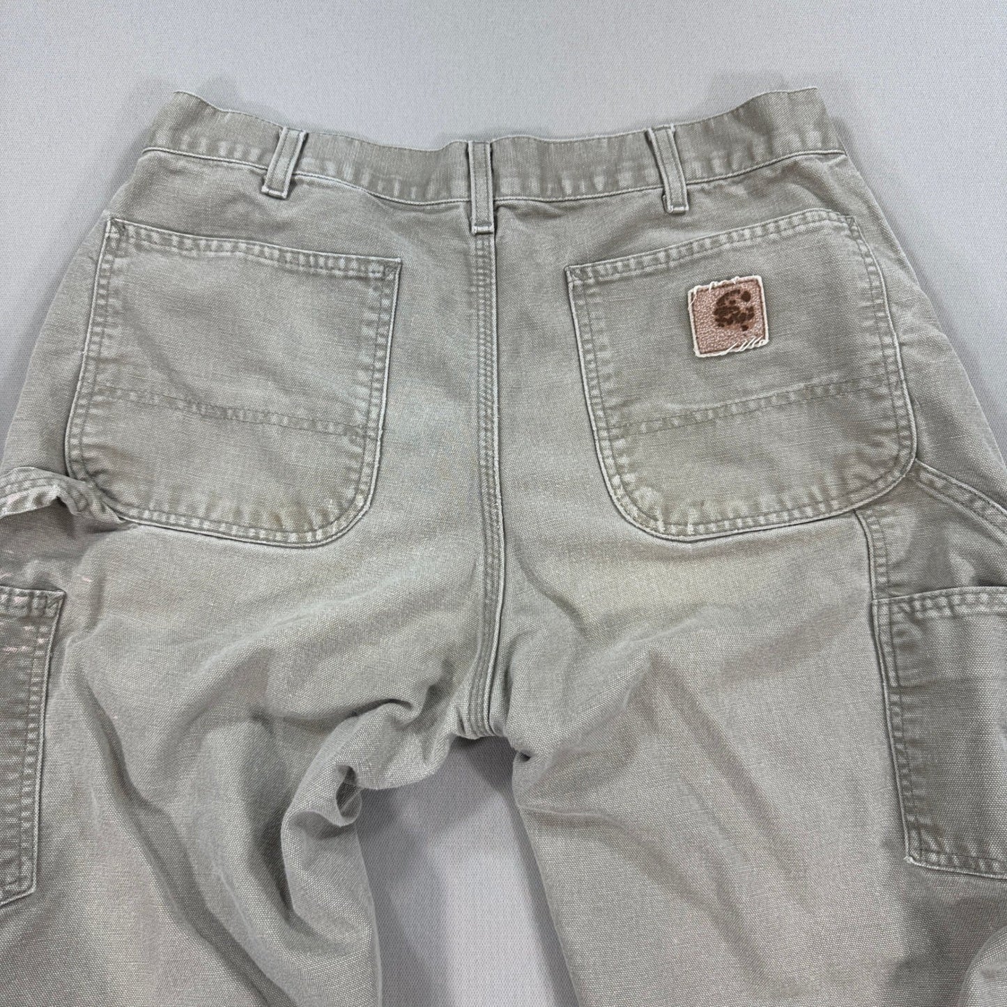 Vintage Carhart B11 Pants Mens 34x30 Beige Duck Canvas Distressed Wideleg