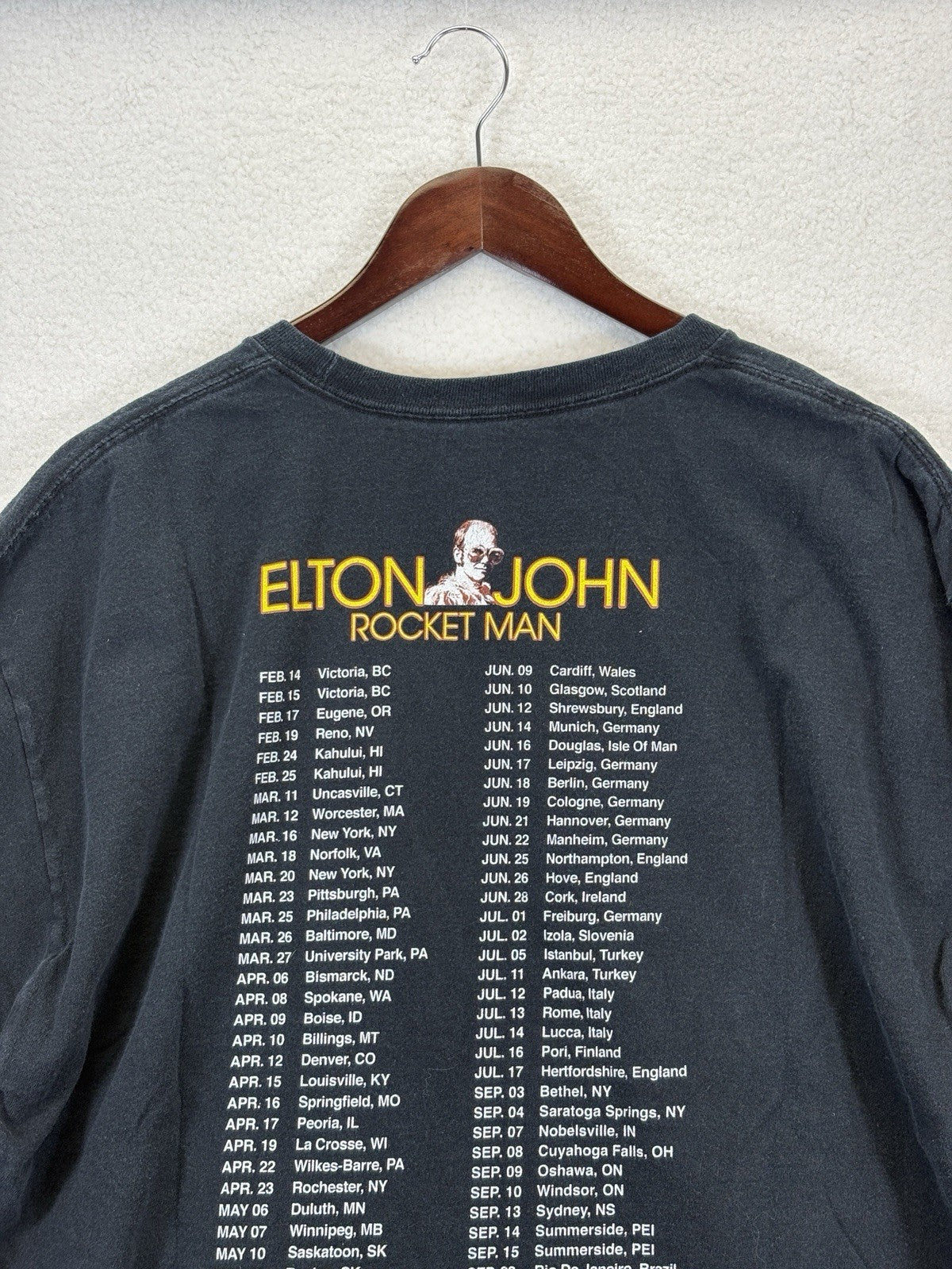 Elton John 2011 Rocket Man Tour T-Shirt Hanes Black Heavy Mens XL