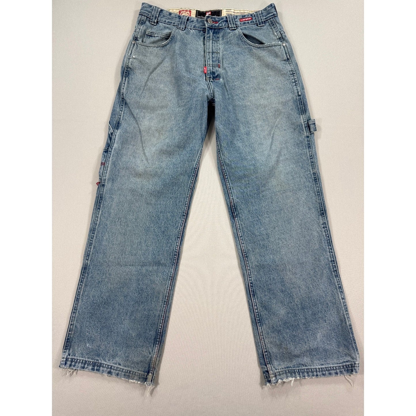 Ecko Unltd. Carpenter Jeans mens Sz 34 Denim Cargo Pockets Baggy Distressed Y2K