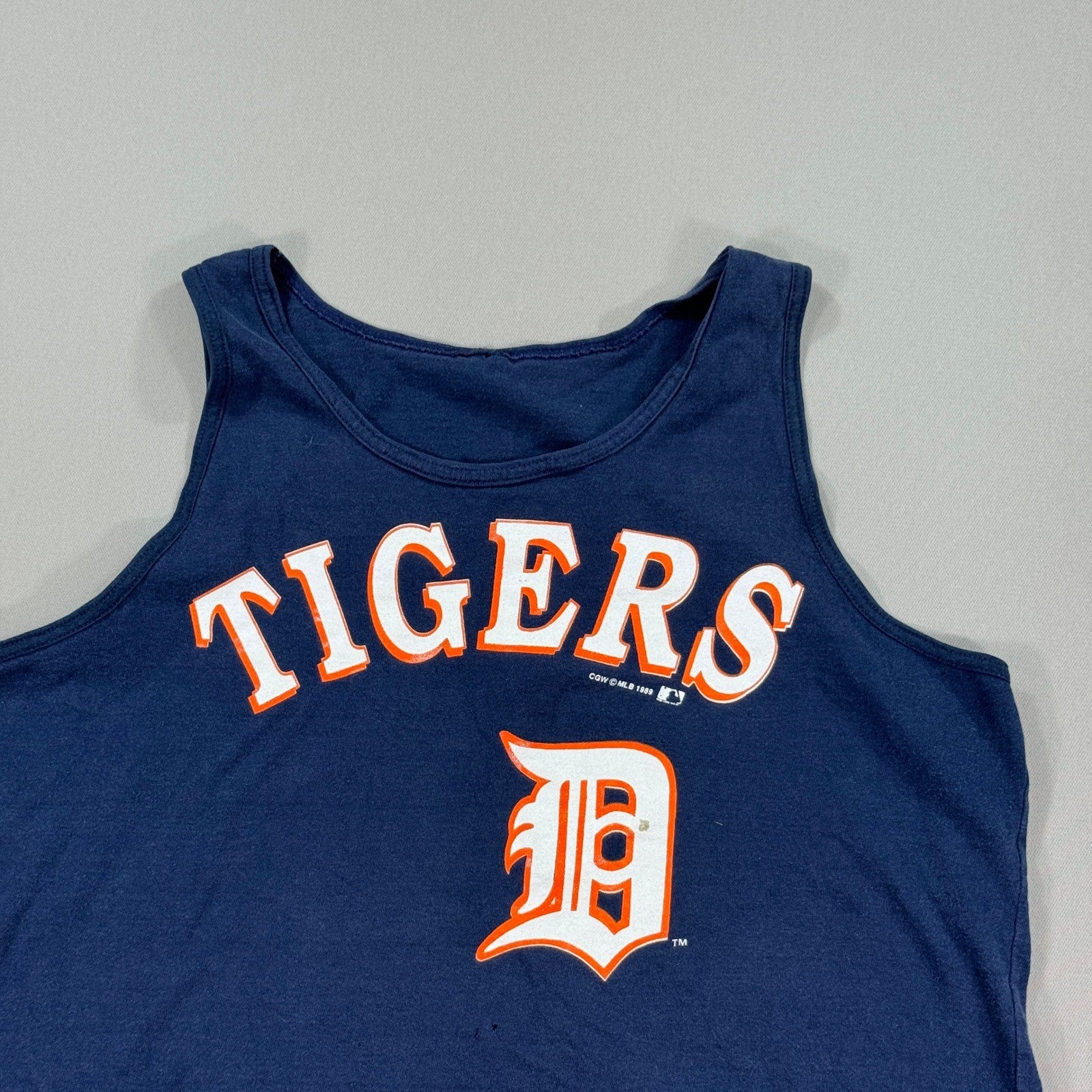 Vintage 80s Detroit Tigers Tank Top mens Large 1989 MLB Blue