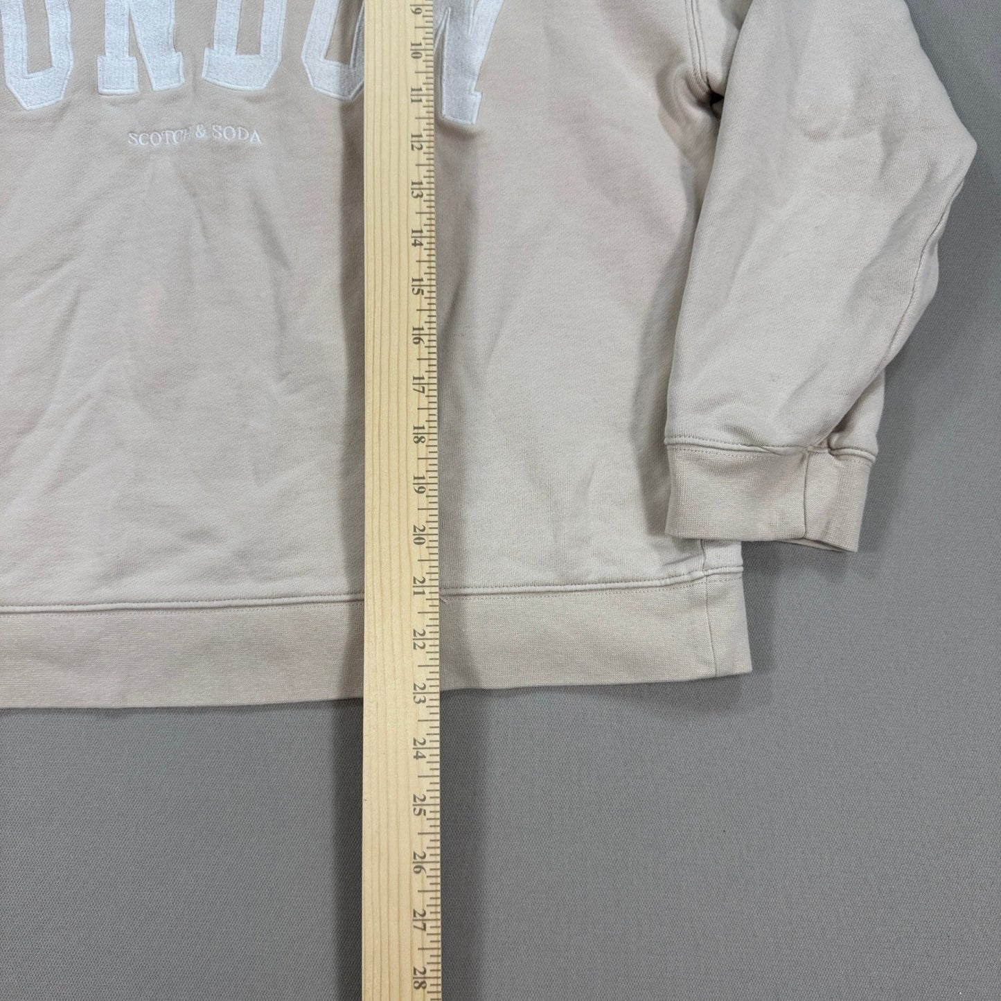 Scotch & Soda London Sweater French Terry Crewneck Boxy Womens Large Tan Beige