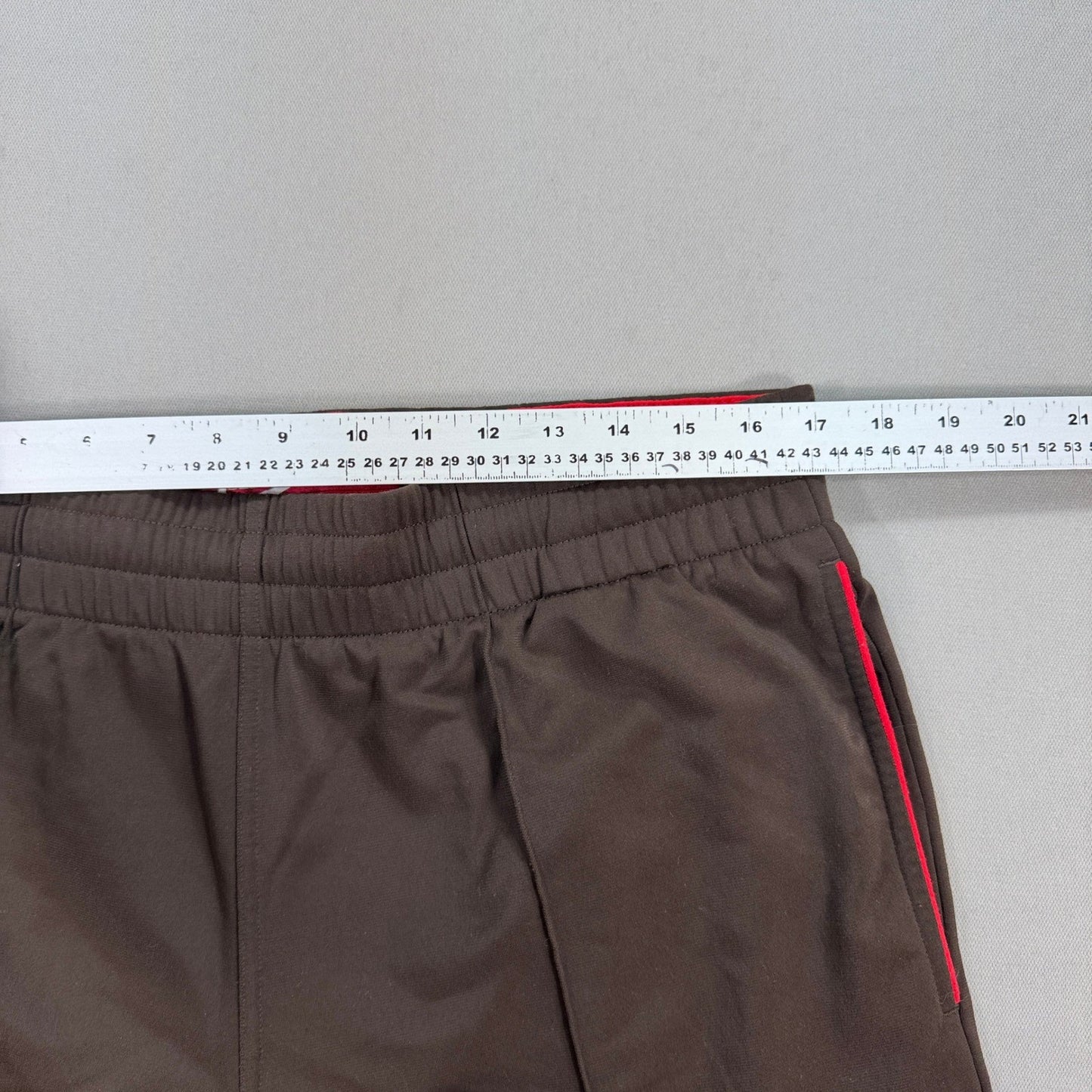 Nike Track Pants Red Tab mens Large Brown Gold Logo Sweatpants Zipped Pockets